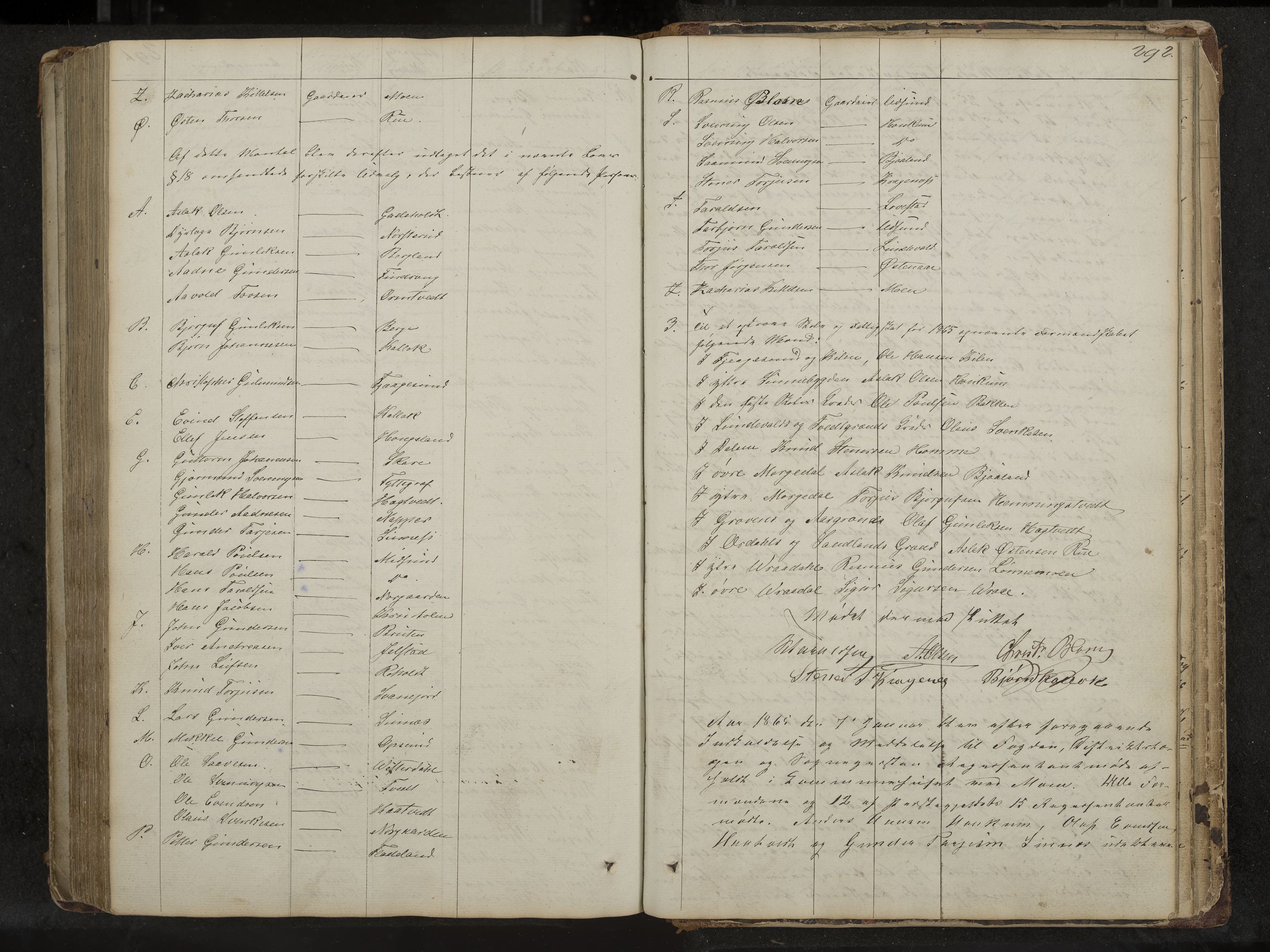 Kviteseid formannskap og sentraladministrasjon, IKAK/0829021/A/Aa/L0001: Møtebok med register, 1837-1866, p. 292