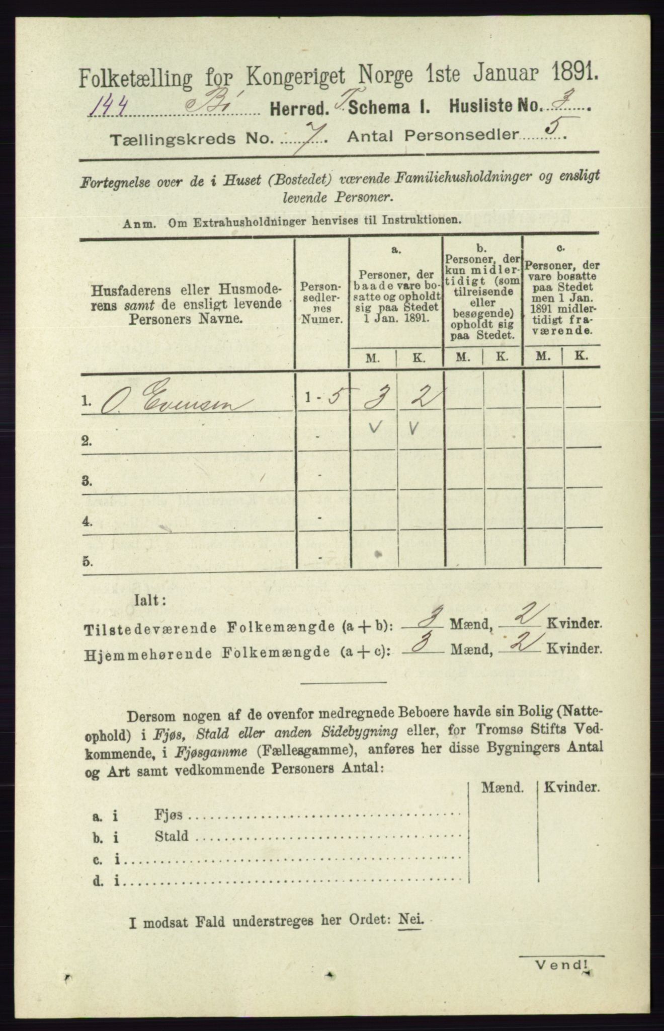 RA, 1891 census for 0821 Bø, 1891, p. 2145