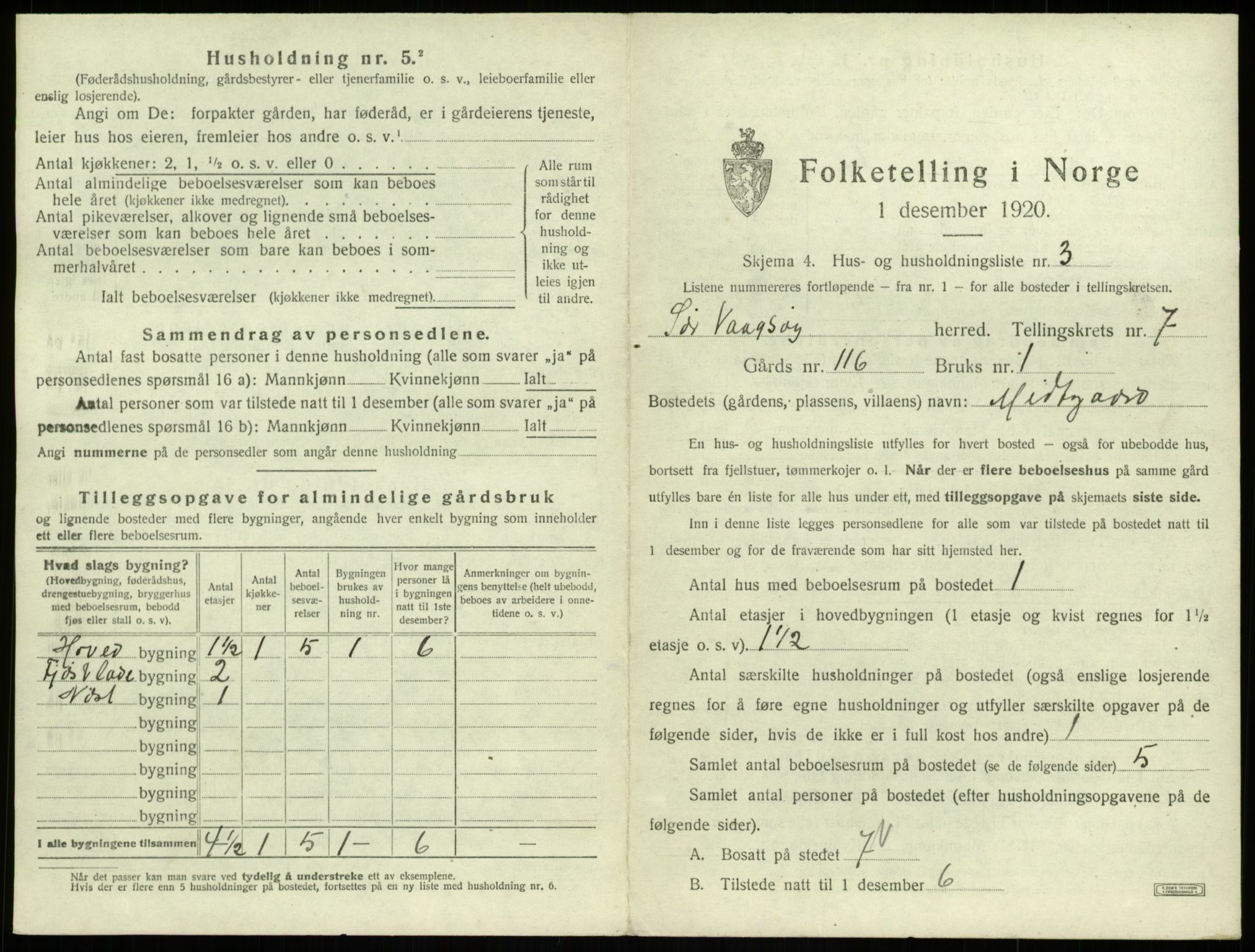 SAB, 1920 census for Sør-Vågsøy, 1920, p. 469