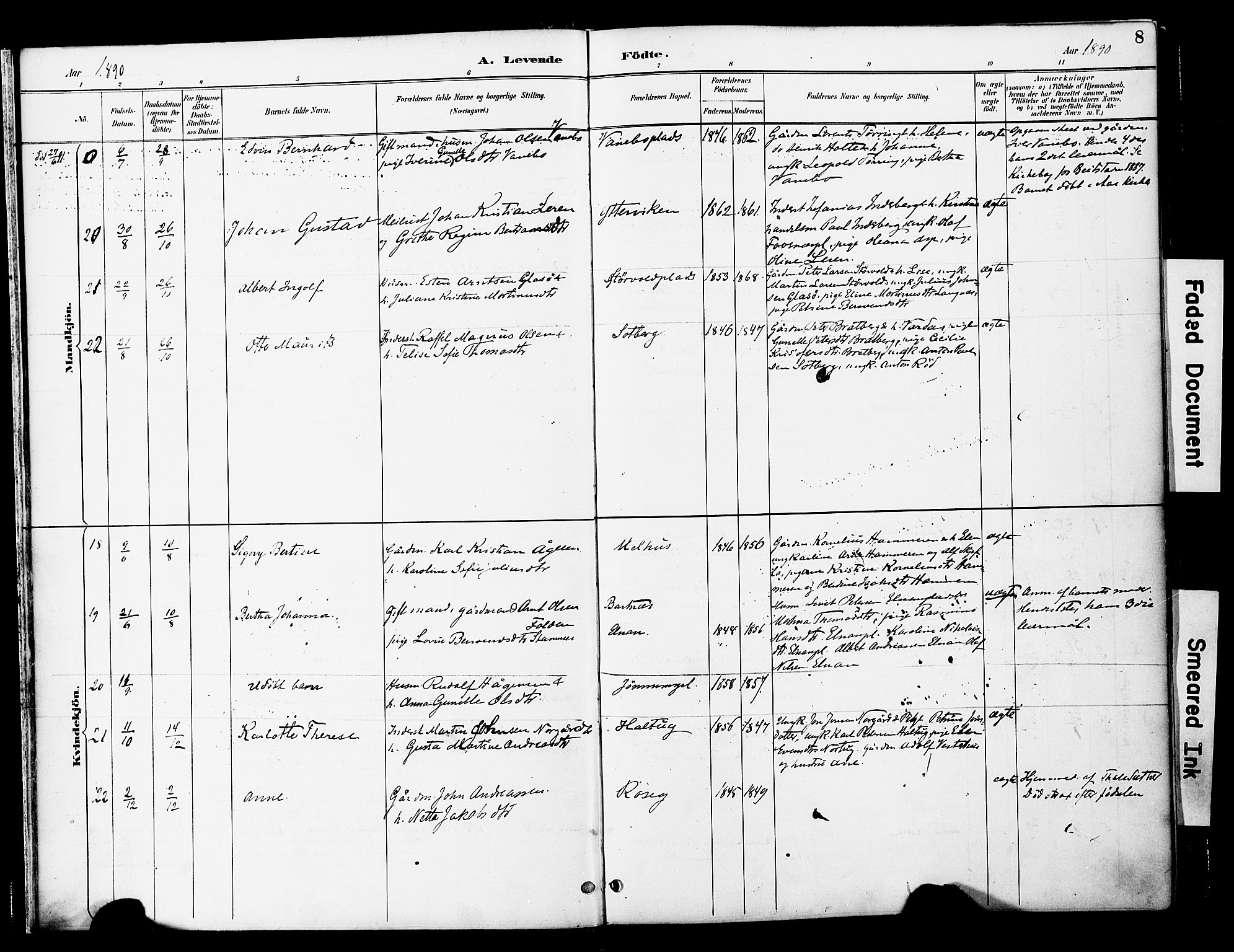 Ministerialprotokoller, klokkerbøker og fødselsregistre - Nord-Trøndelag, SAT/A-1458/741/L0396: Parish register (official) no. 741A10, 1889-1901, p. 8