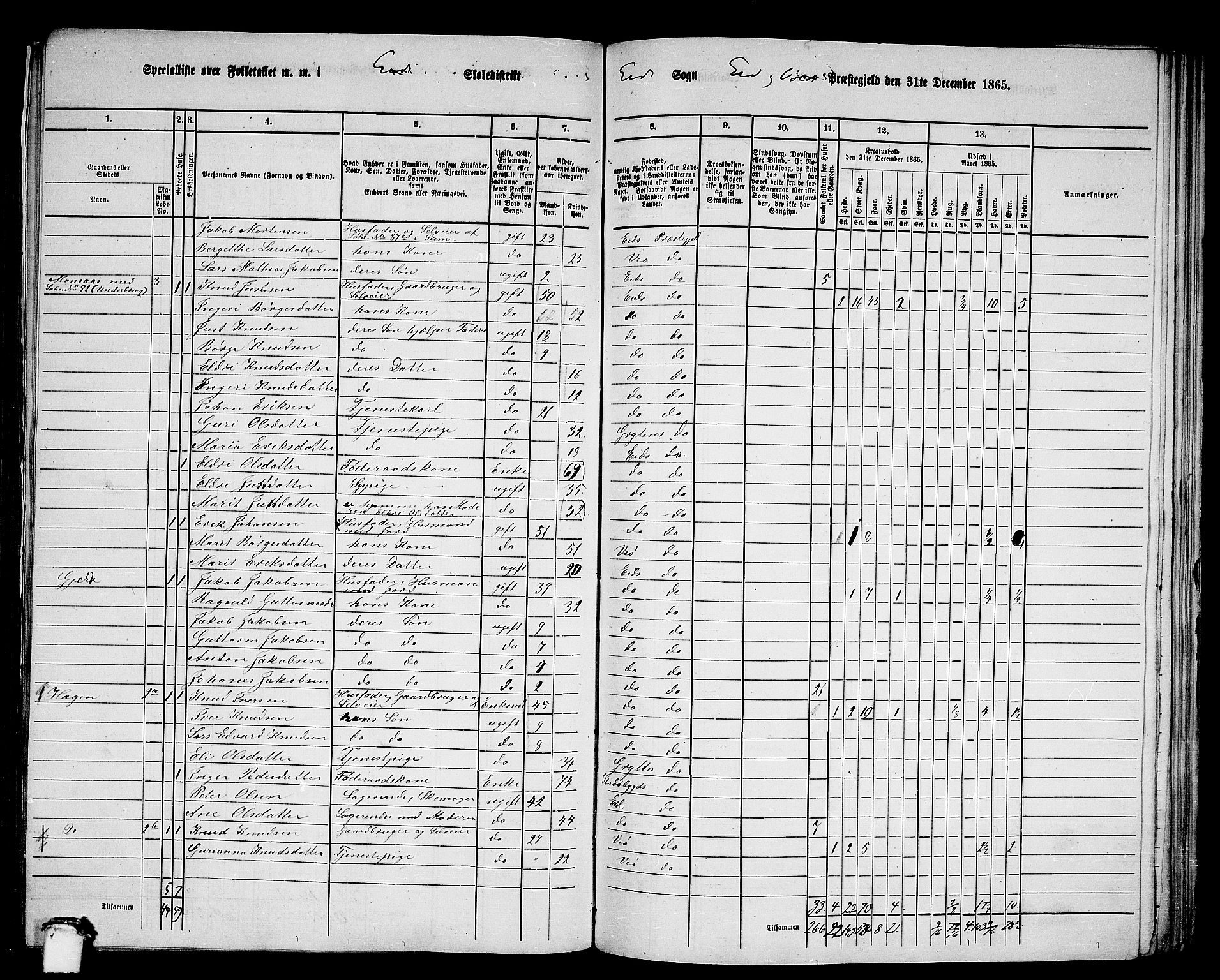 RA, 1865 census for Eid og Vold, 1865, p. 14