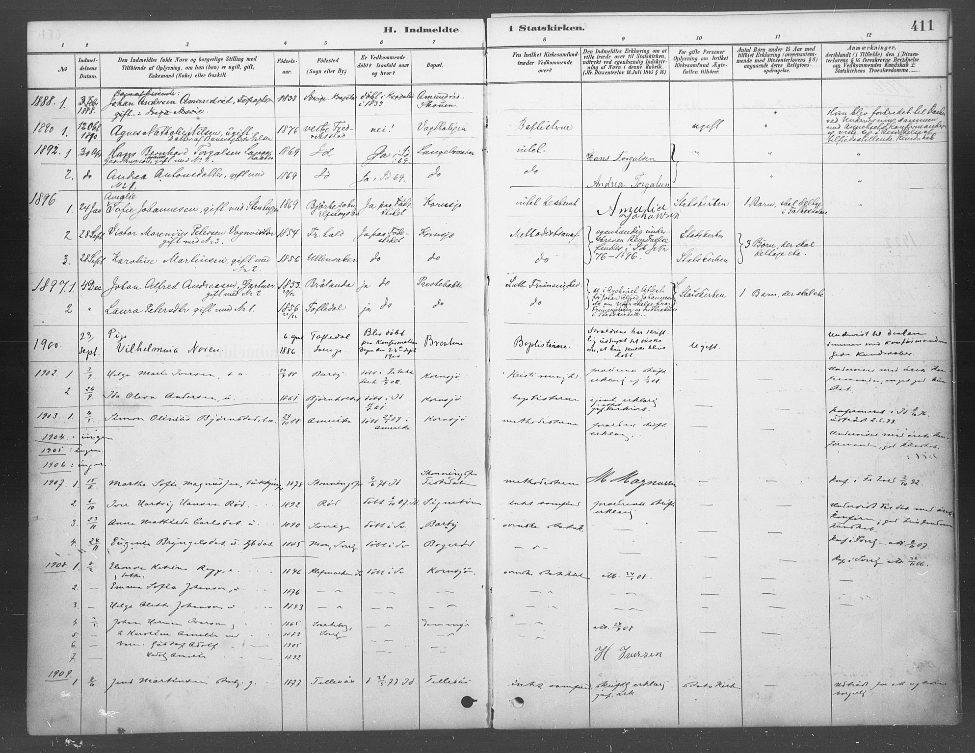 Idd prestekontor Kirkebøker, AV/SAO-A-10911/F/Fb/L0002: Parish register (official) no. II 2, 1882-1923, p. 411