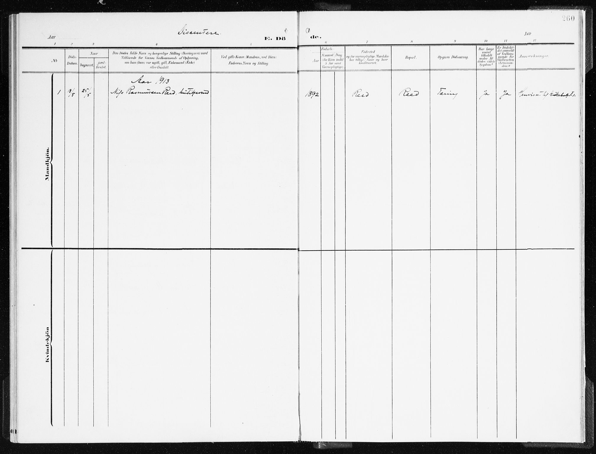 Gloppen sokneprestembete, SAB/A-80101/H/Haa/Haac/L0003: Parish register (official) no. C 3, 1904-1921, p. 260