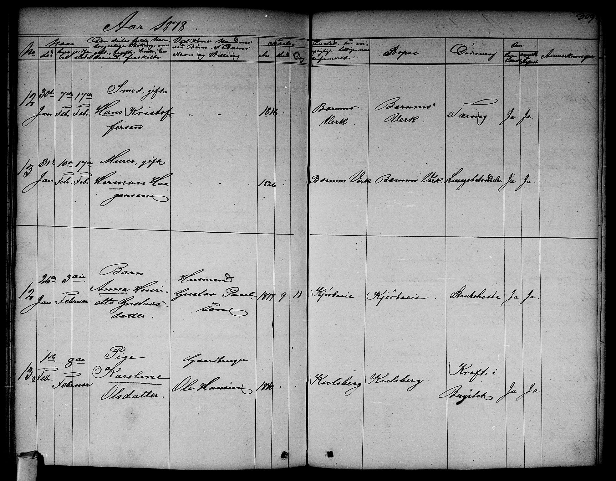 Asker prestekontor Kirkebøker, AV/SAO-A-10256a/F/Fa/L0011: Parish register (official) no. I 11, 1825-1878, p. 309