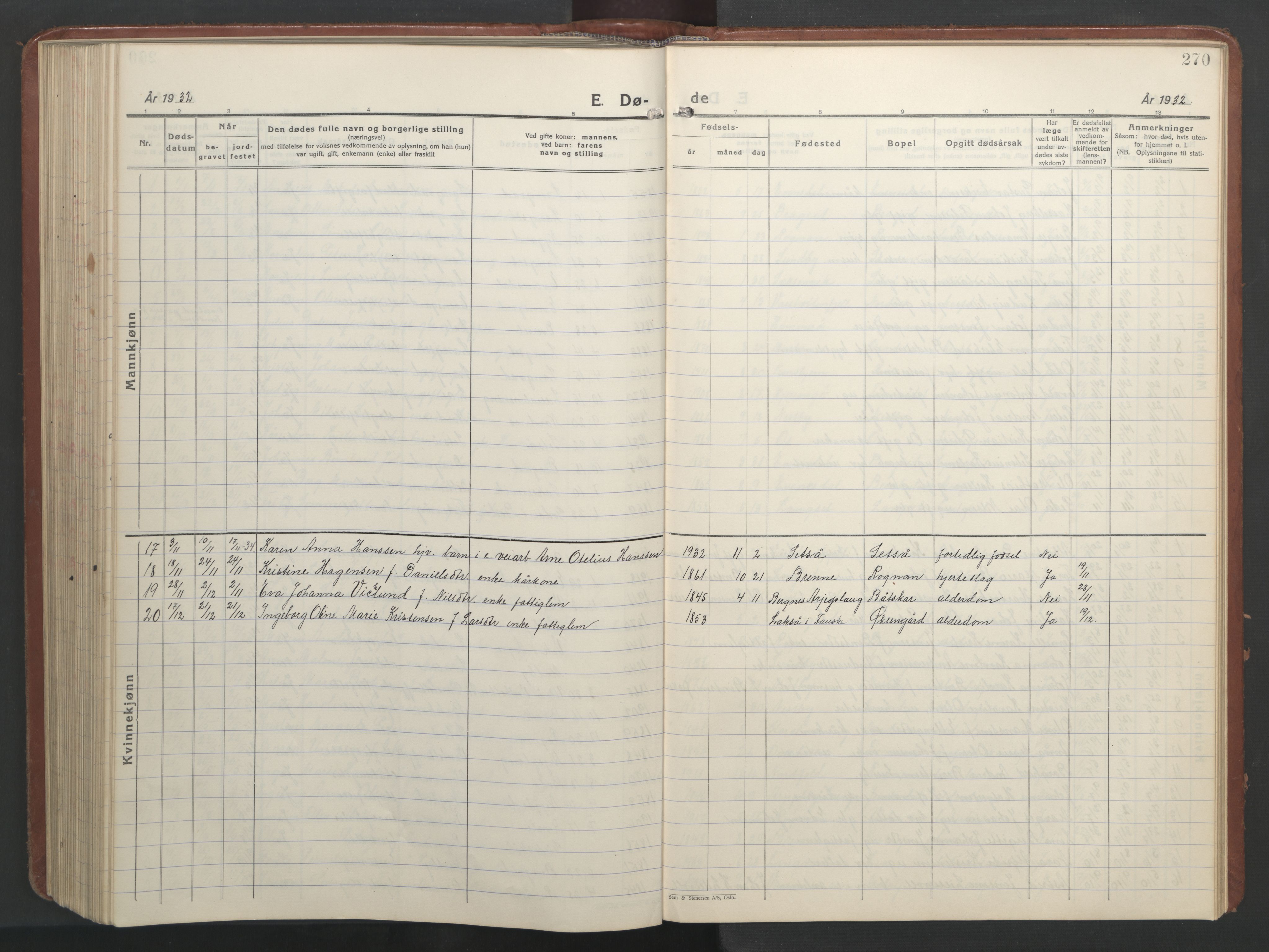 Ministerialprotokoller, klokkerbøker og fødselsregistre - Nordland, AV/SAT-A-1459/847/L0680: Parish register (copy) no. 847C08, 1930-1947, p. 270