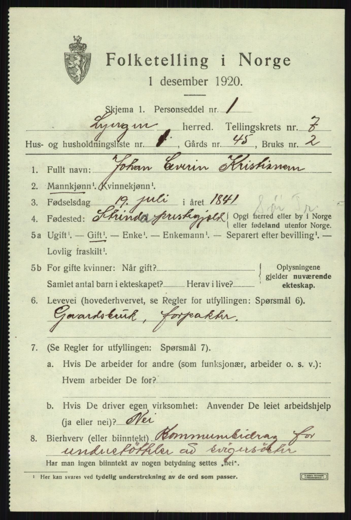 SATØ, 1920 census for Lyngen, 1920, p. 6748