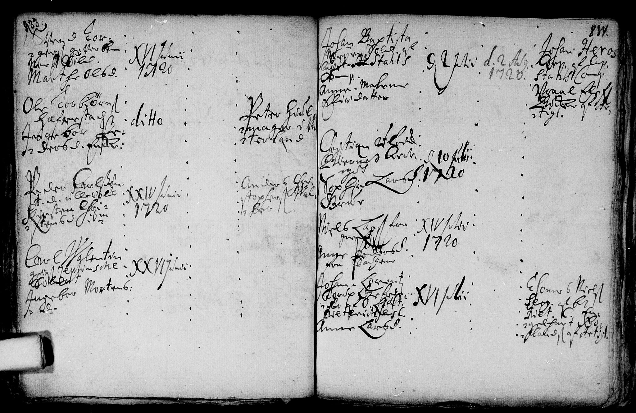 Aker prestekontor kirkebøker, SAO/A-10861/F/L0002: Parish register (official) no. 2, 1714-1720, p. 833-834