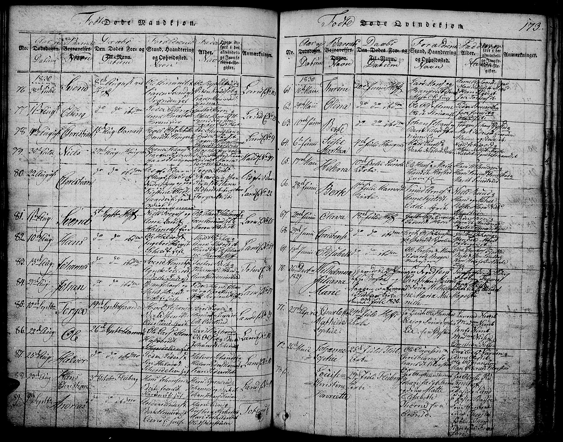 Land prestekontor, SAH/PREST-120/H/Ha/Hab/L0001: Parish register (copy) no. 1, 1814-1833, p. 173