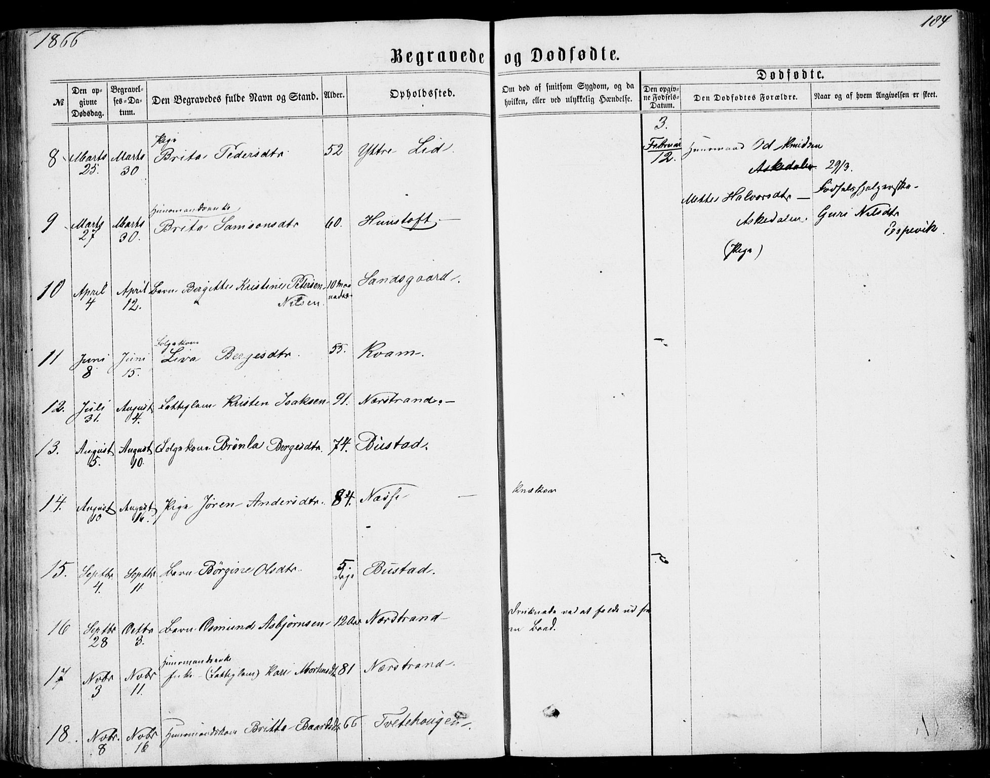 Nedstrand sokneprestkontor, AV/SAST-A-101841/01/IV: Parish register (official) no. A 9, 1861-1876, p. 184