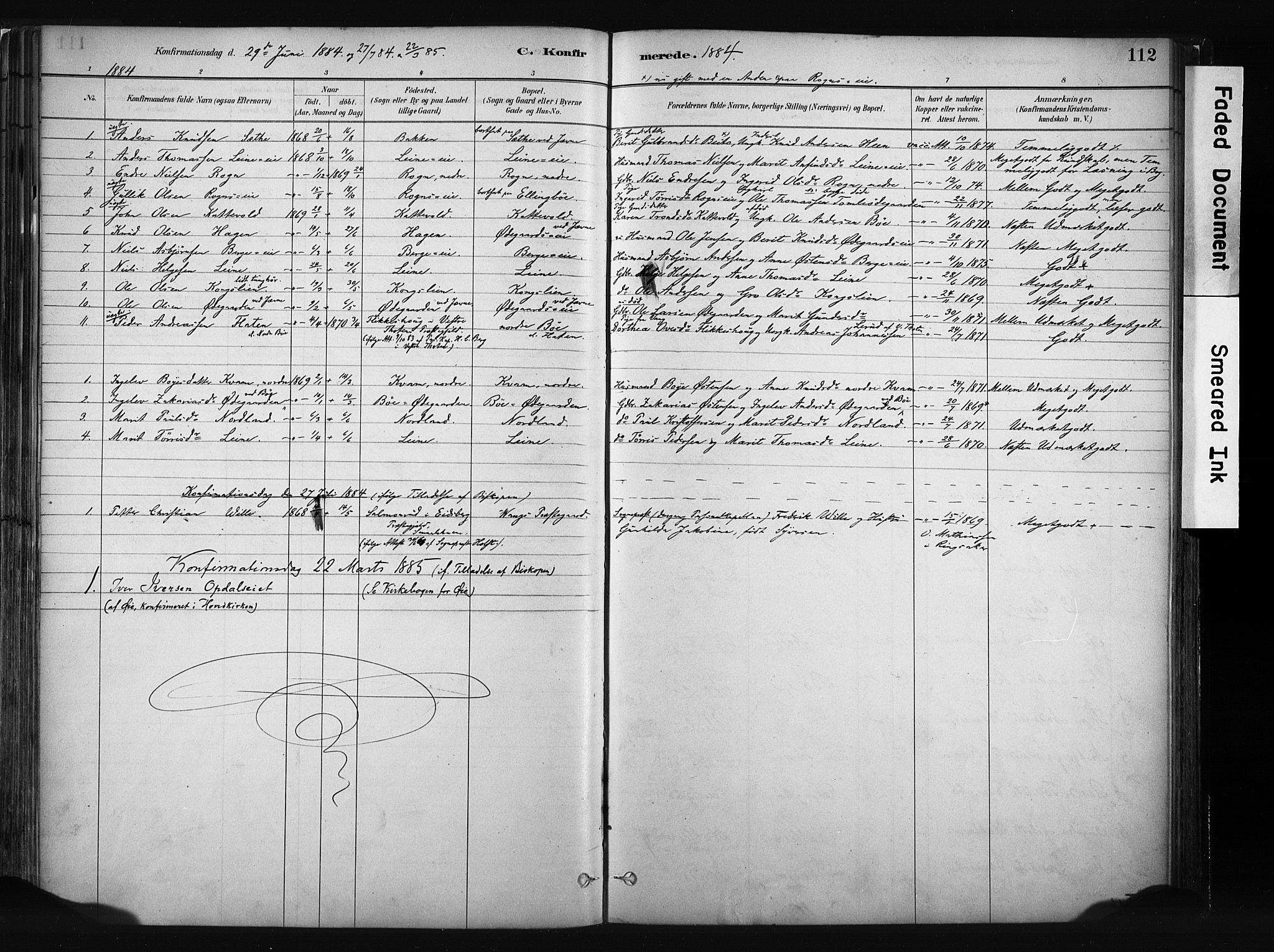 Vang prestekontor, Valdres, SAH/PREST-140/H/Ha/L0008: Parish register (official) no. 8, 1882-1910, p. 112
