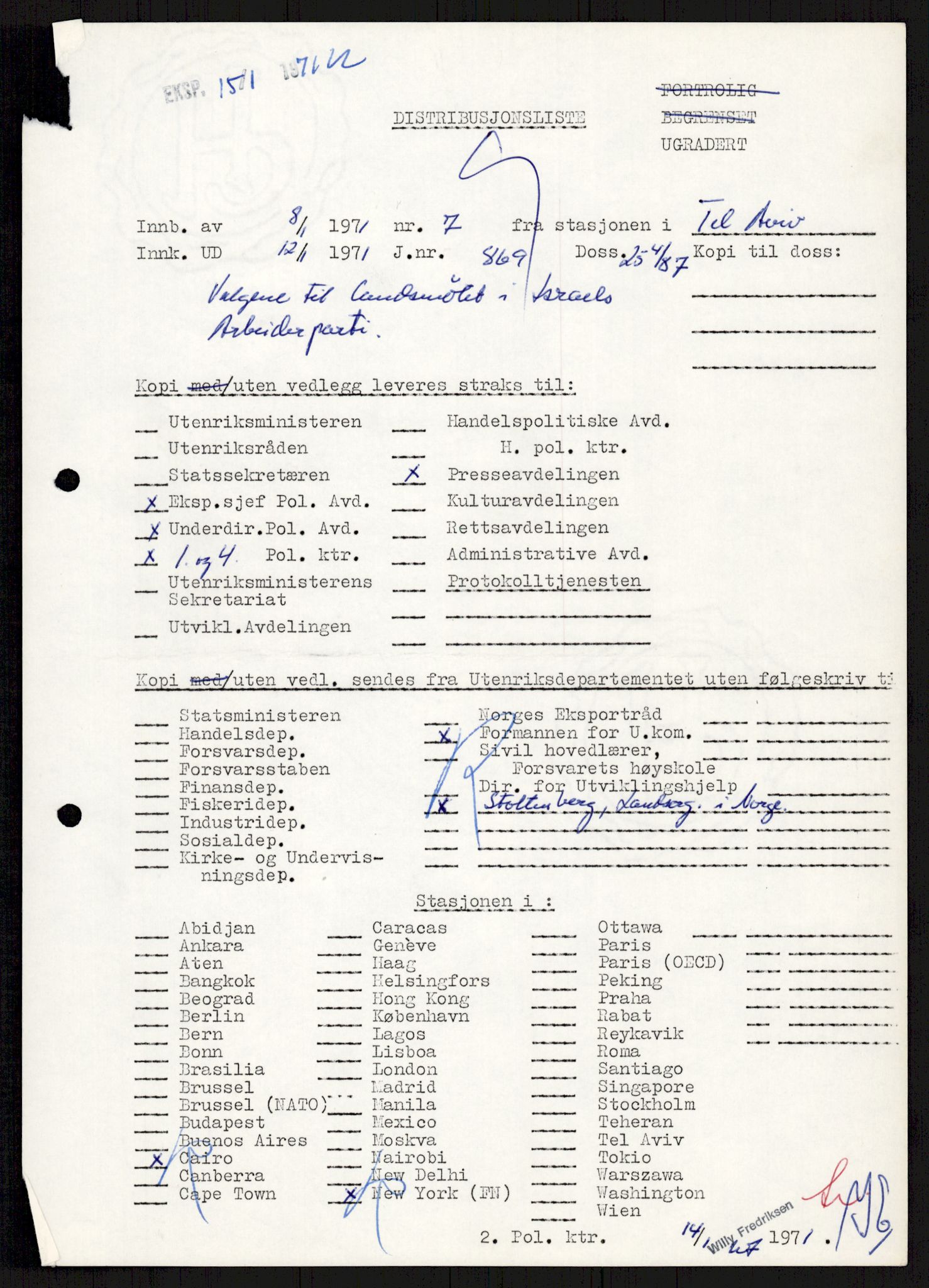 Utenriksdepartementet, hovedarkiv, AV/RA-S-6794/D/Db/Dba/L0776/0003: Verdenspolitikk. Fremmede staters politikk (G.L.) / Israel: Politikk (2 mapper), 1970-1972, p. 312