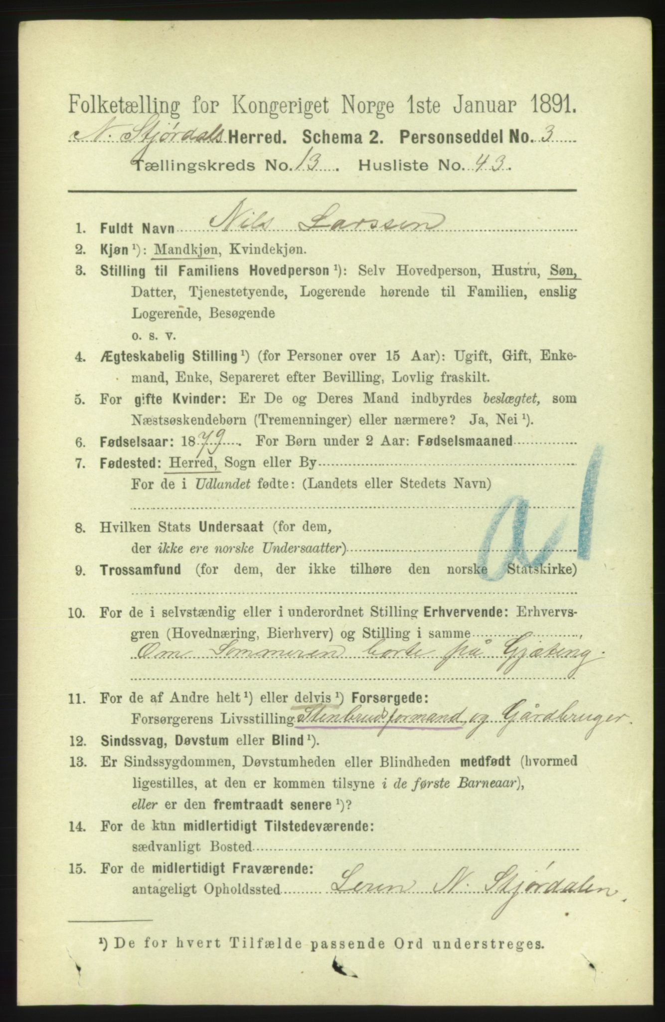 RA, 1891 census for 1714 Nedre Stjørdal, 1891, p. 6454