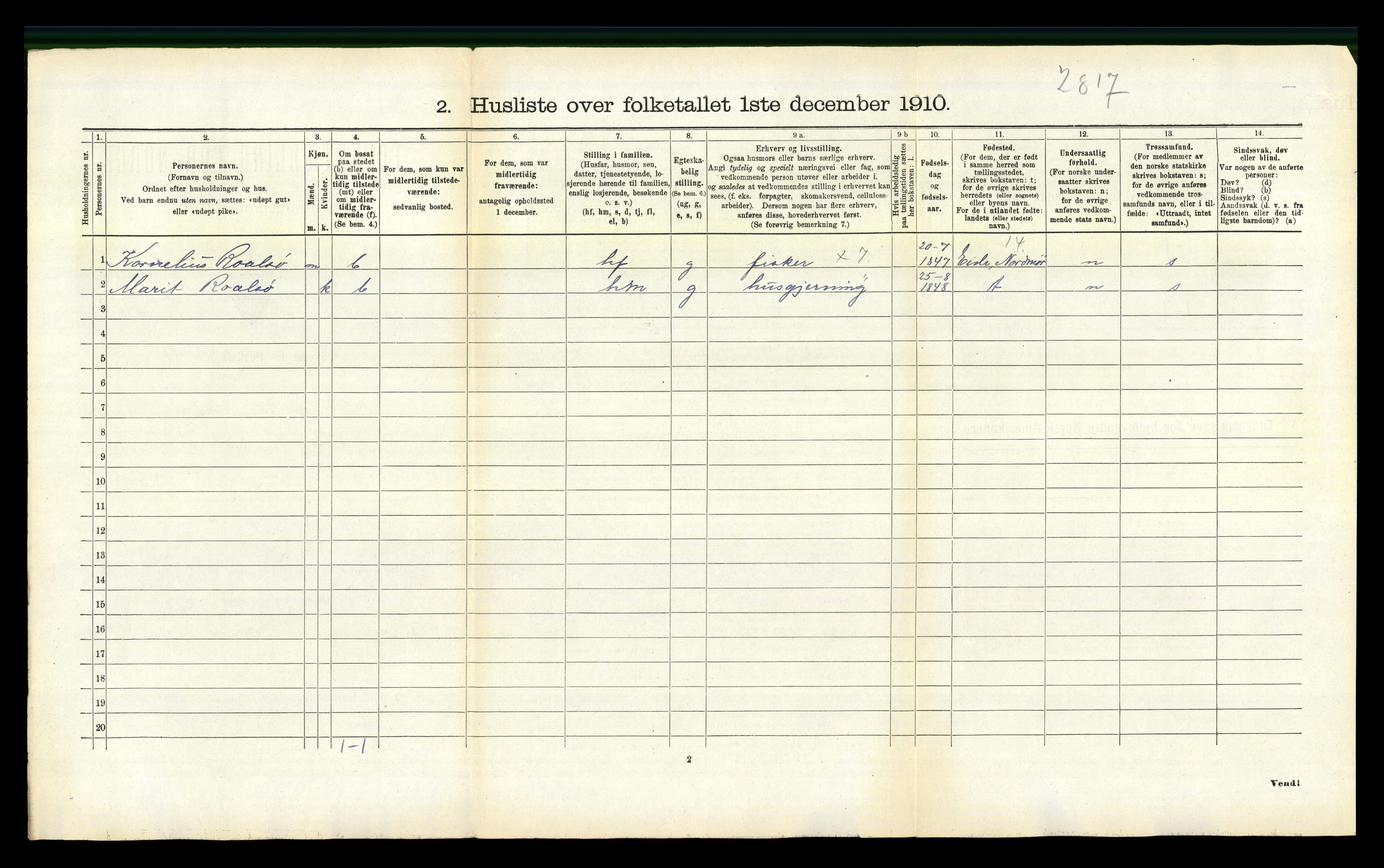 RA, 1910 census for Kornstad, 1910, p. 224