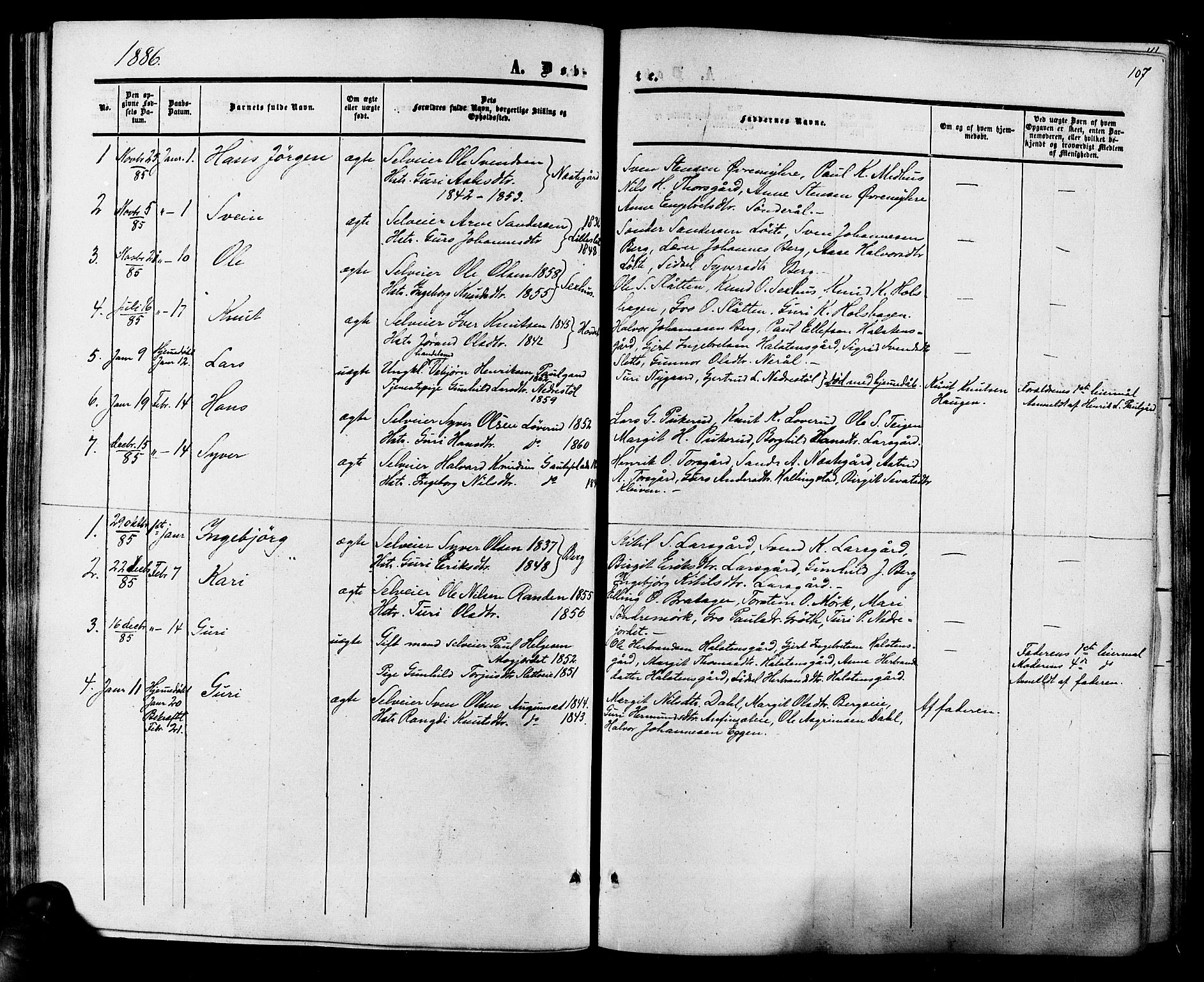 Hol kirkebøker, SAKO/A-227/F/Fa/L0002: Parish register (official) no. I 2, 1870-1886, p. 107