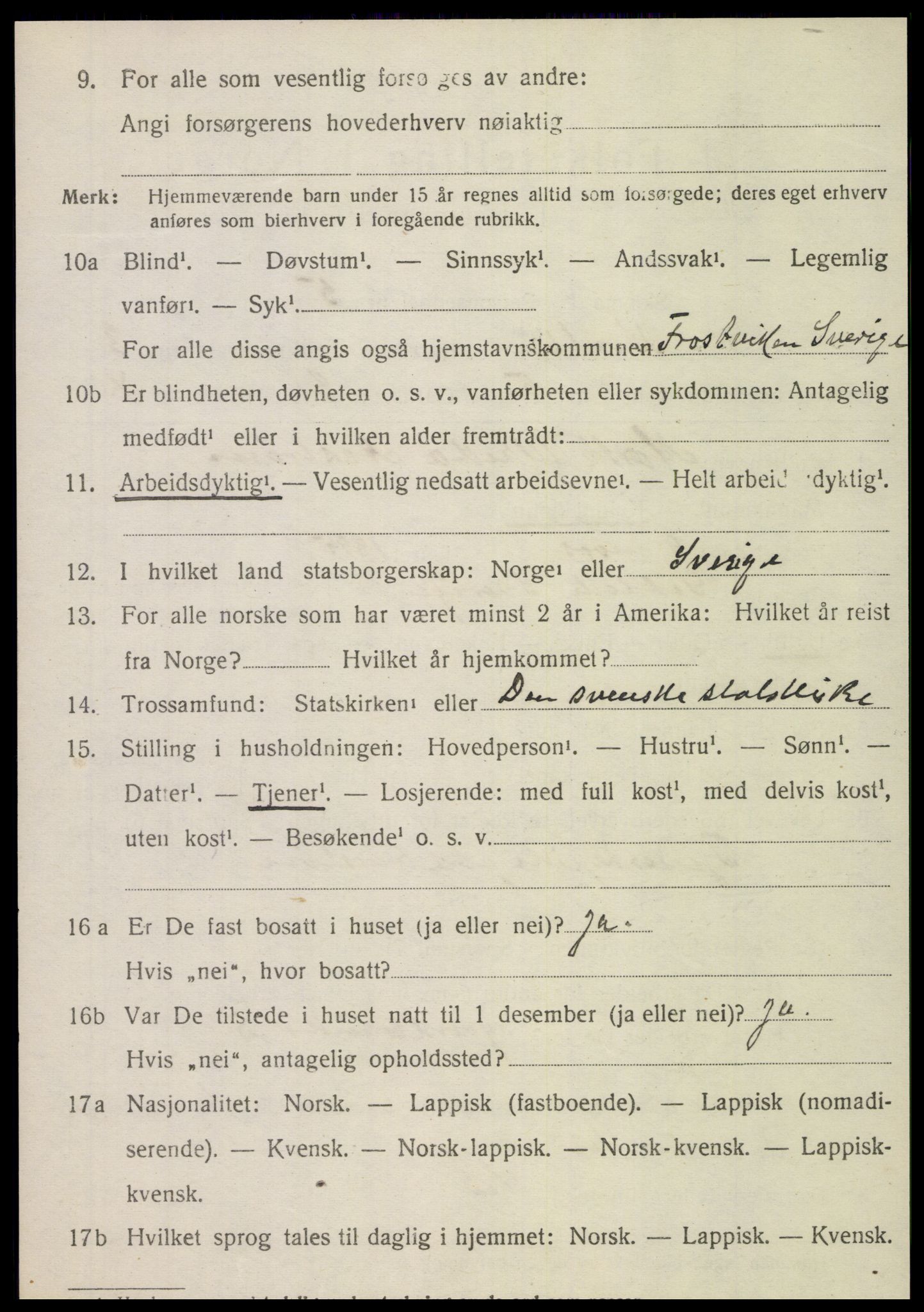 SAT, 1920 census for Nordli, 1920, p. 1458