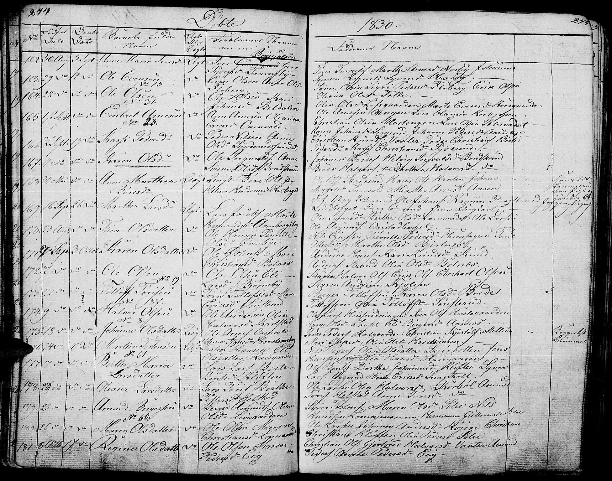 Hof prestekontor, SAH/PREST-038/H/Ha/Haa/L0006: Parish register (official) no. 6, 1822-1841, p. 244-245