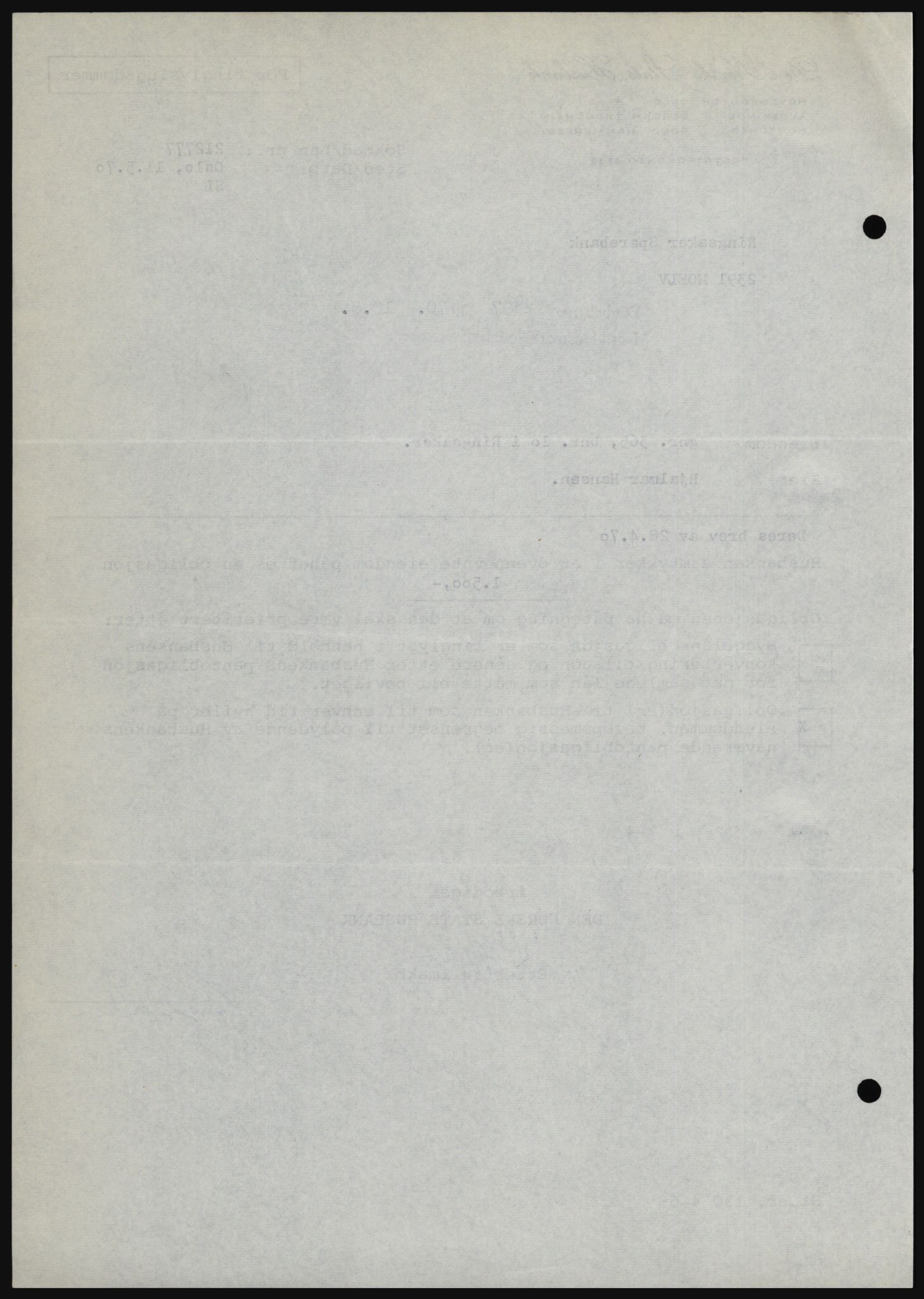 Nord-Hedmark sorenskriveri, SAH/TING-012/H/Hc/L0033: Mortgage book no. 33, 1970-1970, Diary no: : 2397/1970