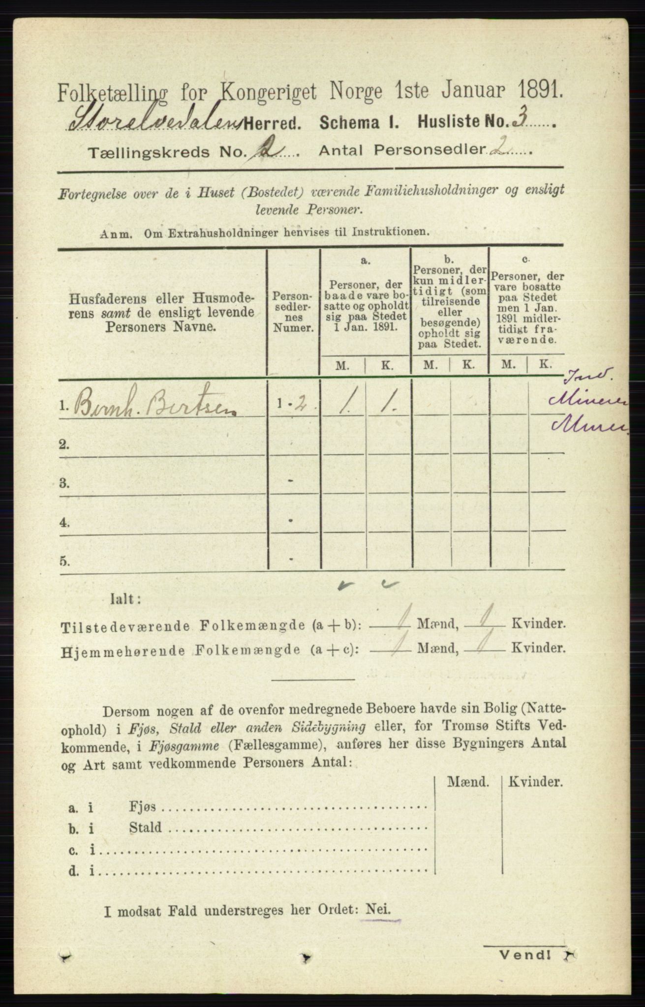 RA, 1891 census for 0430 Stor-Elvdal, 1891, p. 330