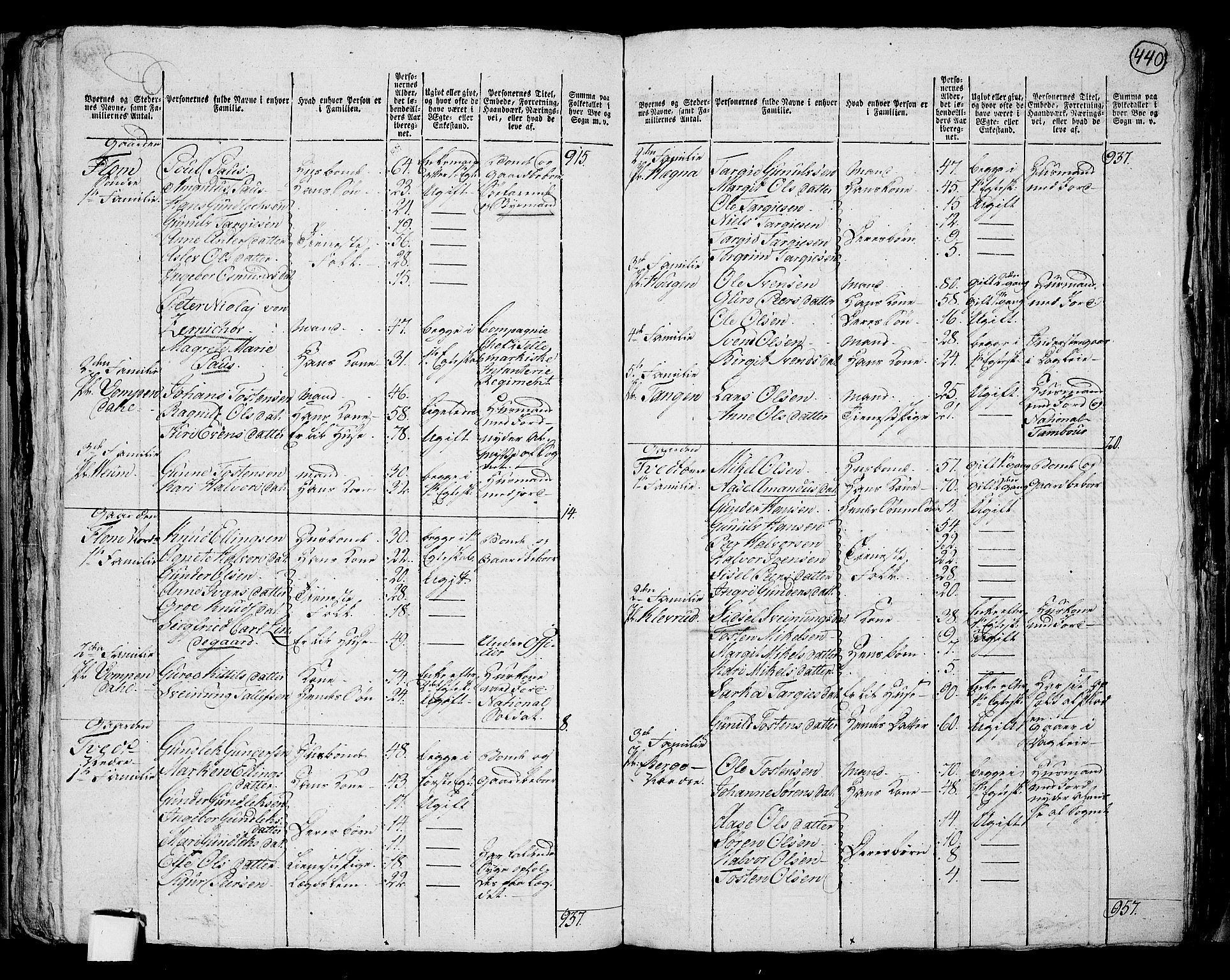 RA, 1801 census for 0829P Kviteseid, 1801, p. 439b-440a