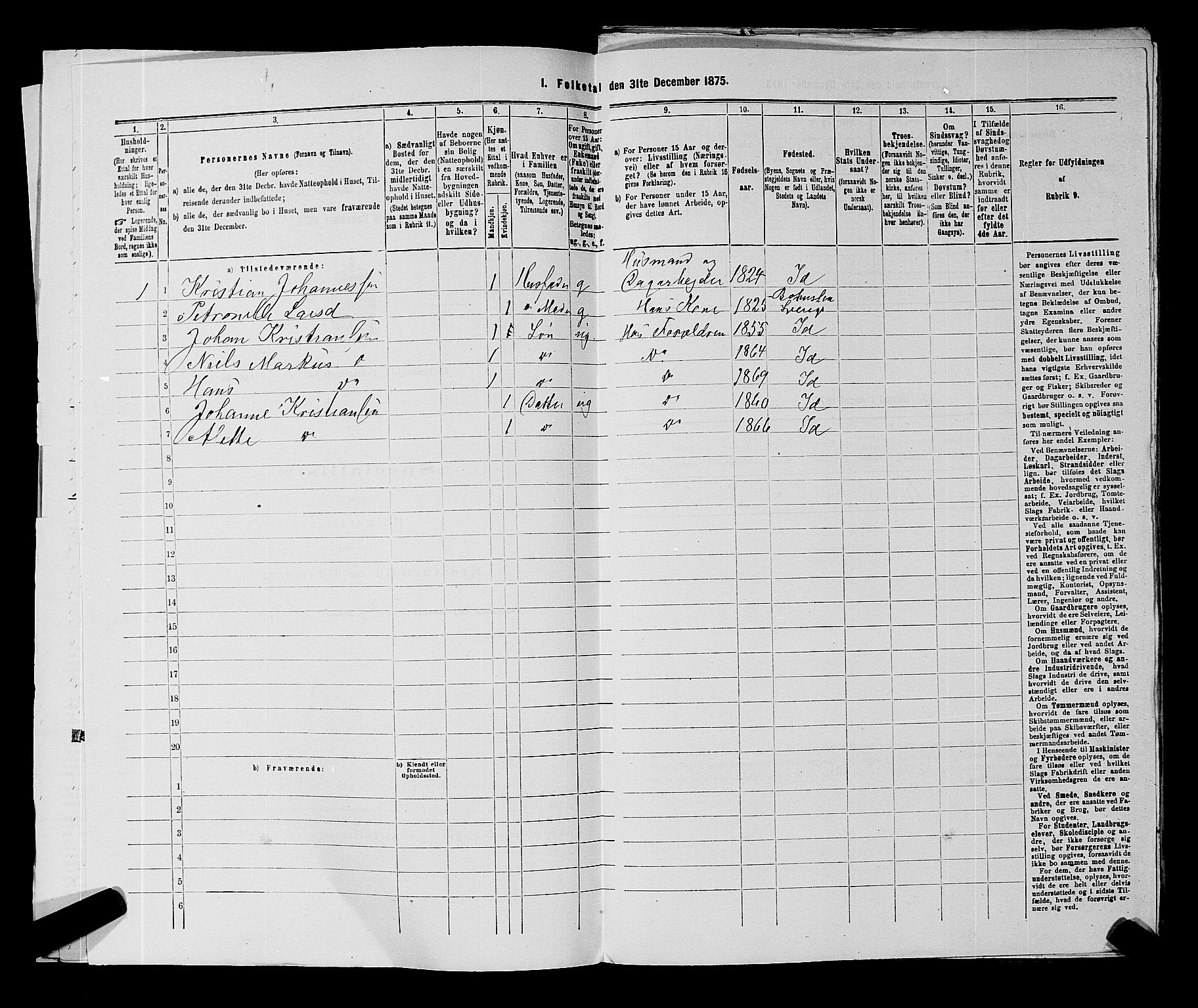 RA, 1875 census for 0117P Idd, 1875, p. 166
