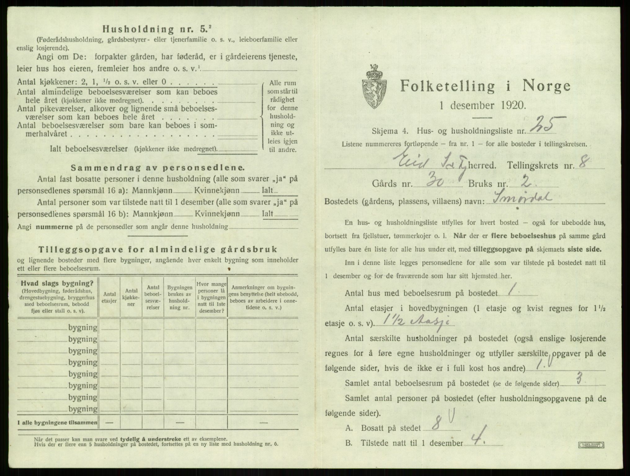 SAB, 1920 census for Eid, 1920, p. 516