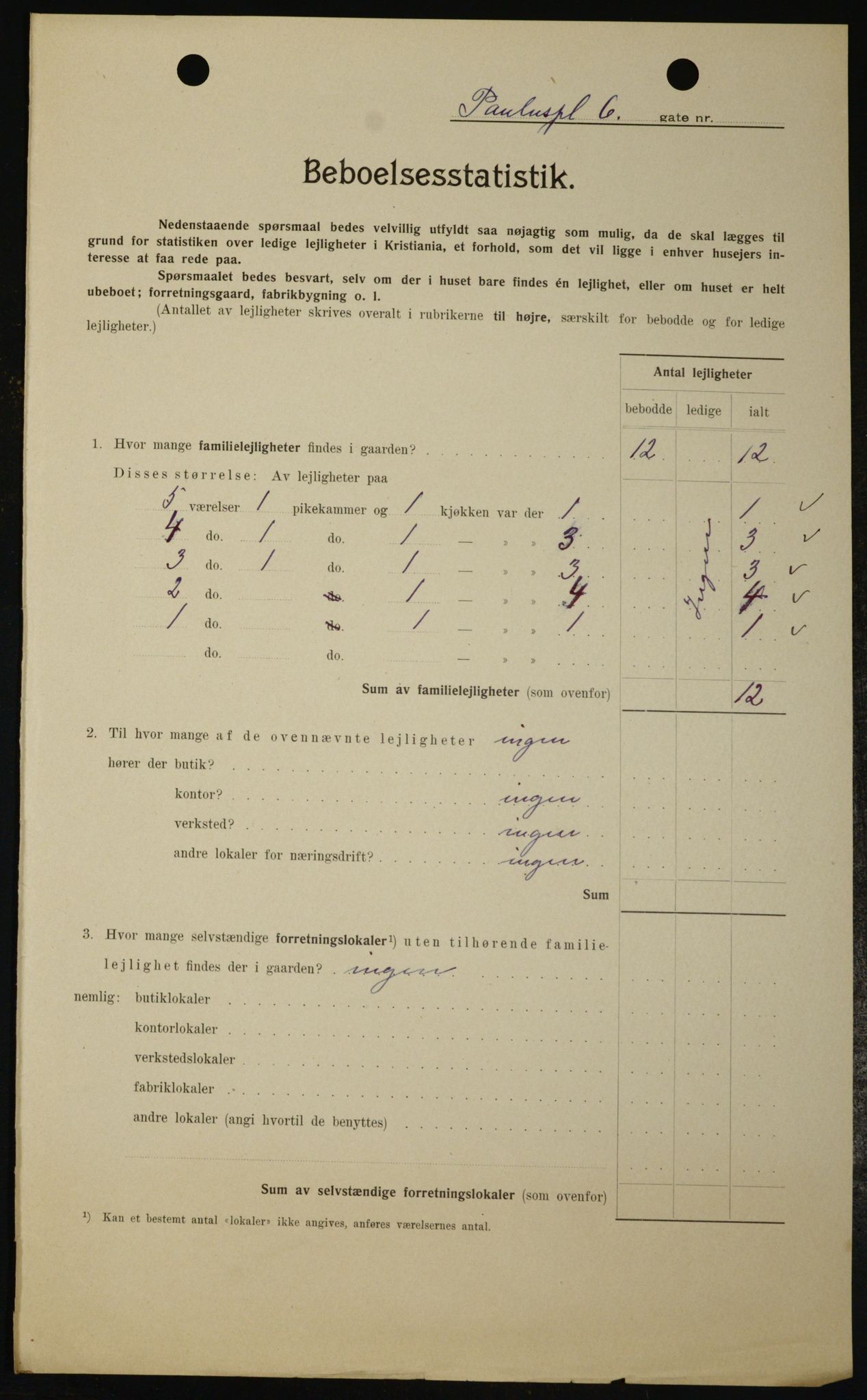 OBA, Municipal Census 1909 for Kristiania, 1909, p. 71323