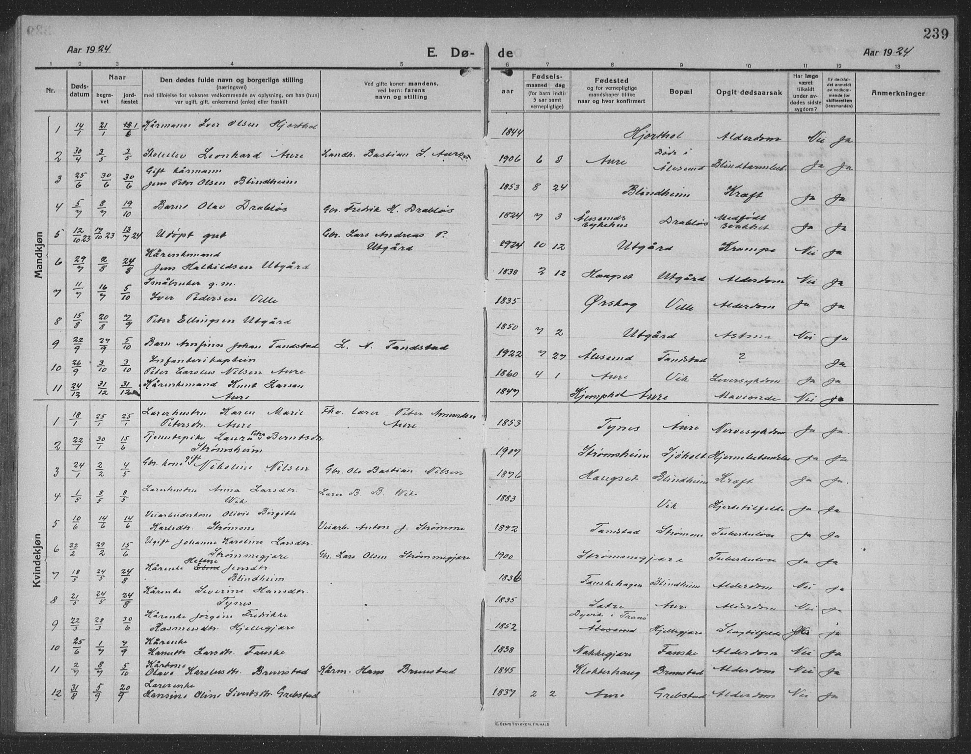 Ministerialprotokoller, klokkerbøker og fødselsregistre - Møre og Romsdal, AV/SAT-A-1454/523/L0342: Parish register (copy) no. 523C05, 1916-1937, p. 239