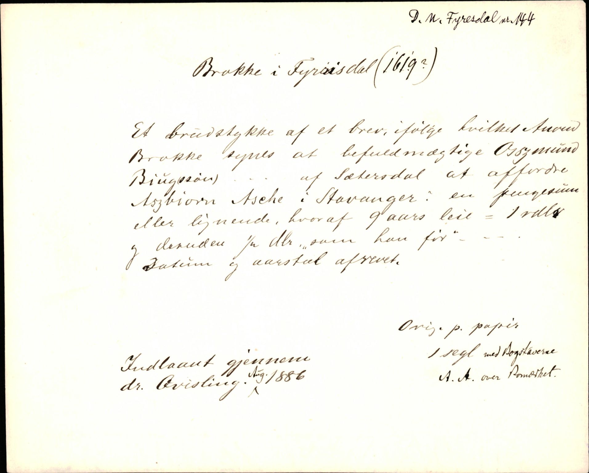 Riksarkivets diplomsamling, AV/RA-EA-5965/F35/F35d/L0002: Innlånte diplomer, seddelregister, 1592-1620, p. 785