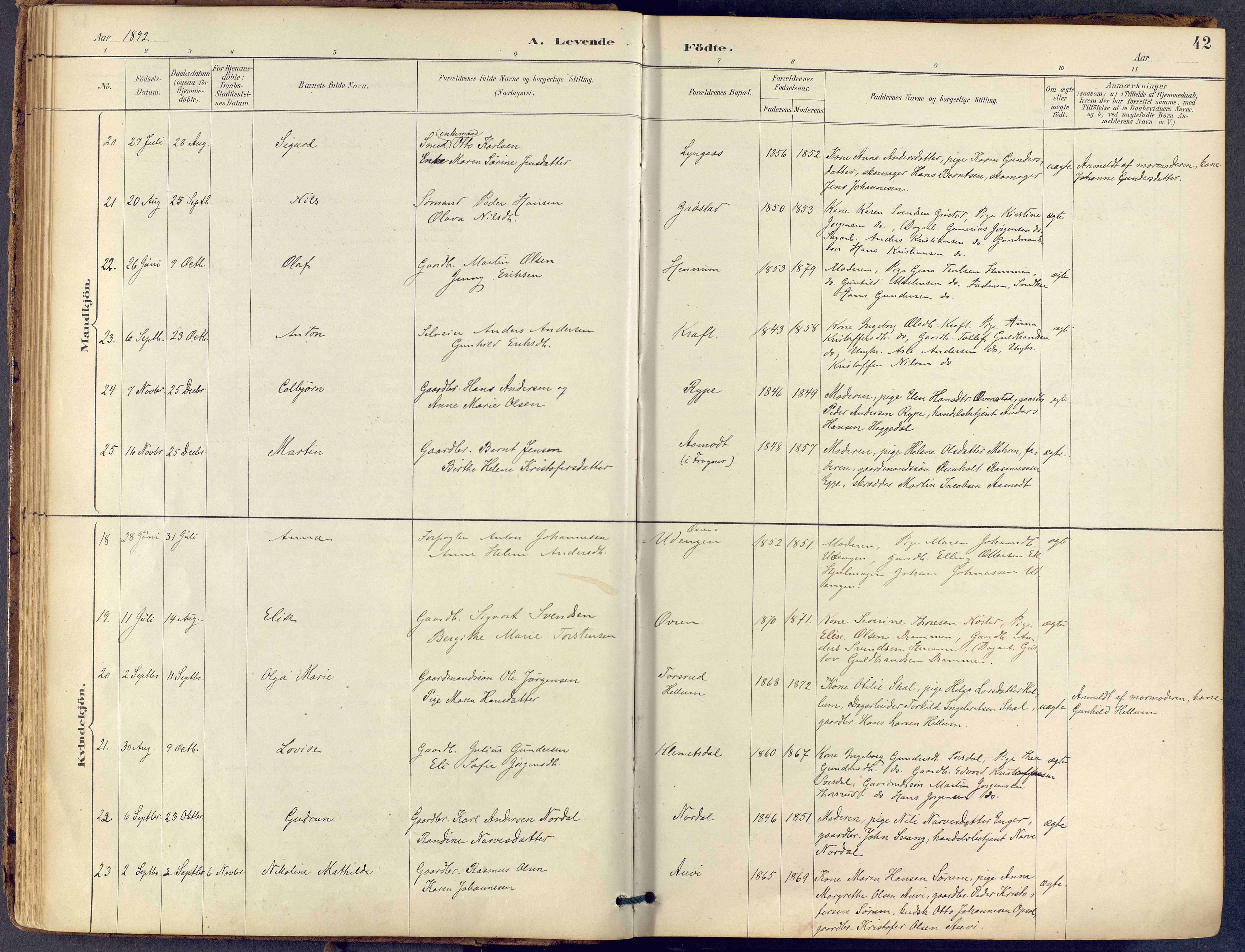 Lier kirkebøker, SAKO/A-230/F/Fb/L0001: Parish register (official) no. II 1, 1883-1910, p. 42