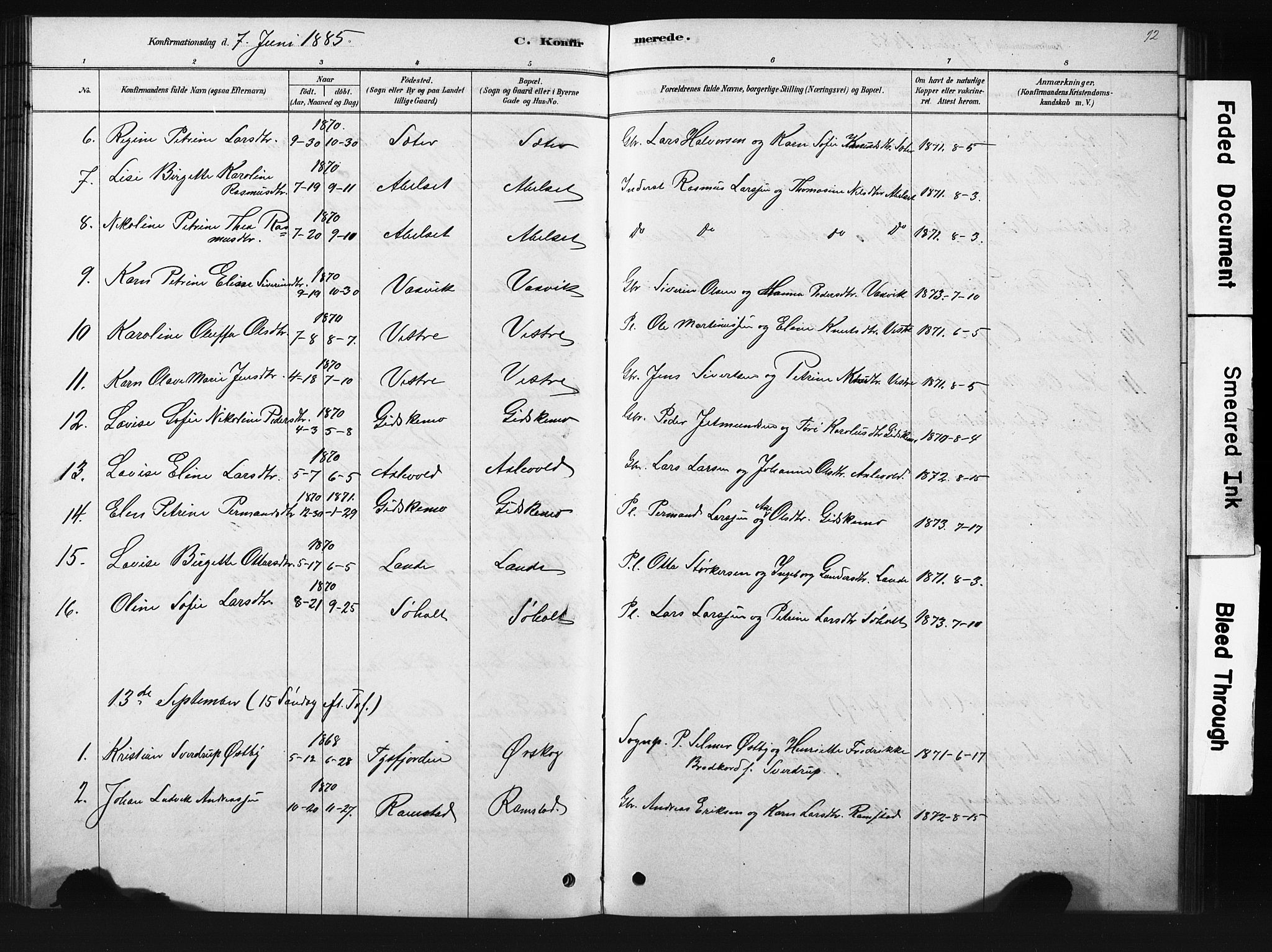 Ministerialprotokoller, klokkerbøker og fødselsregistre - Møre og Romsdal, SAT/A-1454/522/L0326: Parish register (copy) no. 522C05, 1878-1890, p. 92