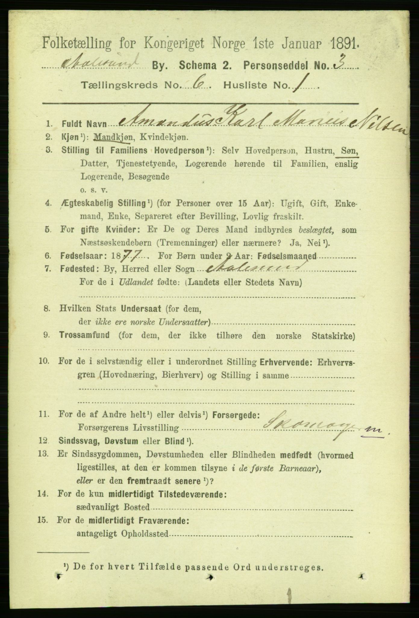 RA, 1891 census for 1501 Ålesund, 1891, p. 4351