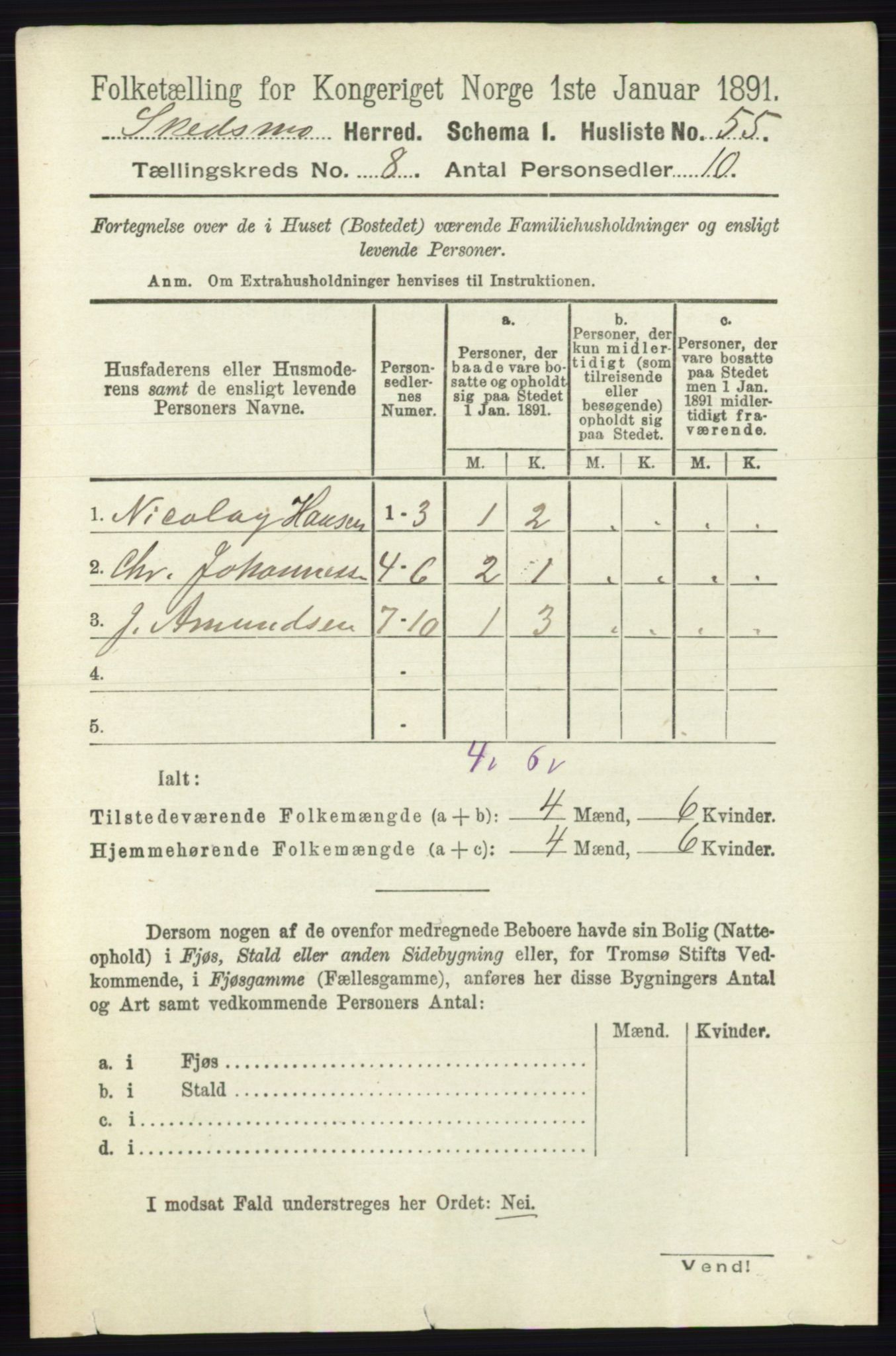 RA, 1891 census for 0231 Skedsmo, 1891, p. 3865