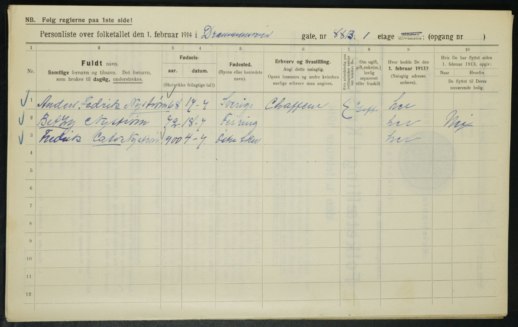 OBA, Municipal Census 1914 for Kristiania, 1914, p. 17098