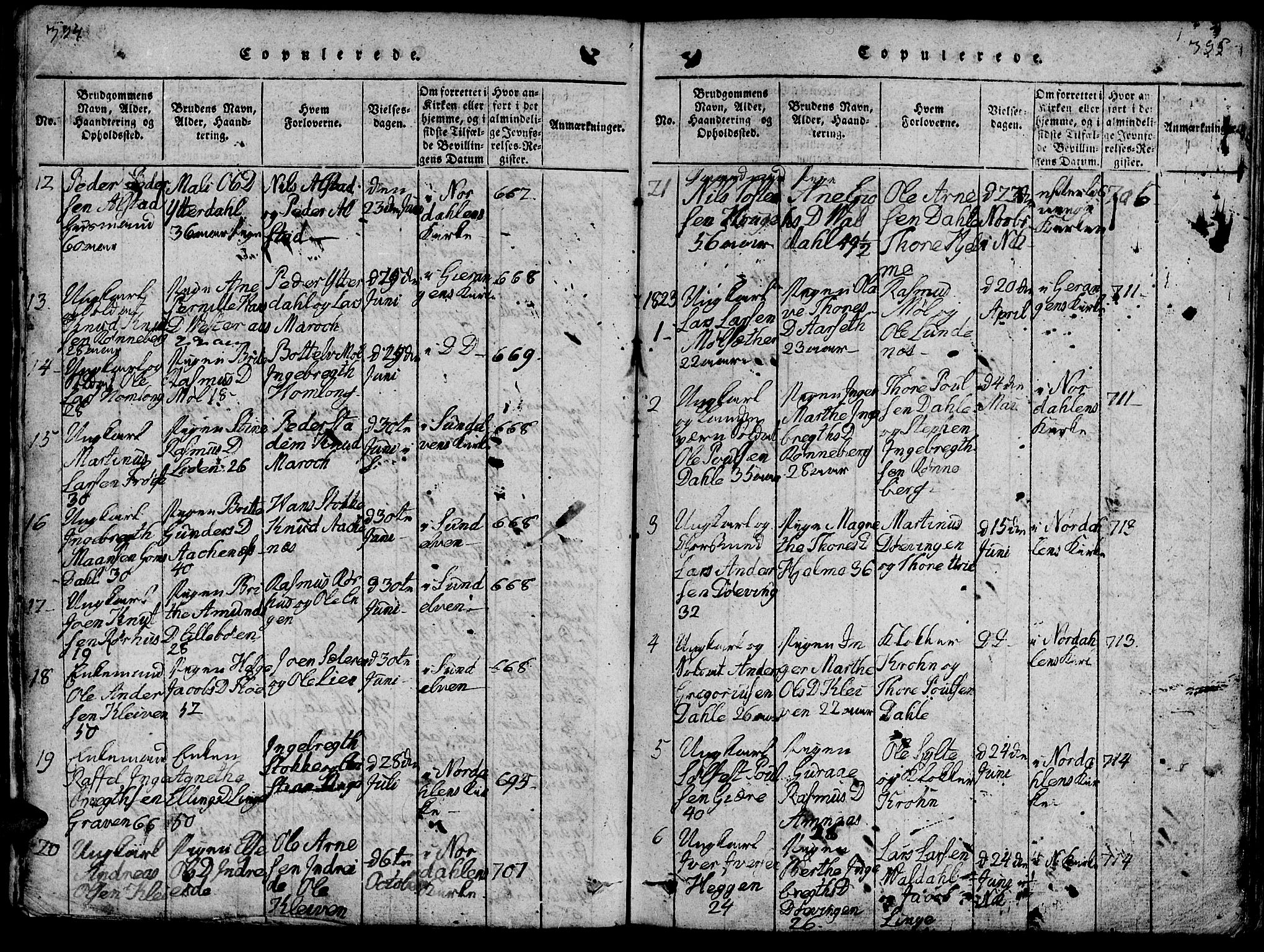 Ministerialprotokoller, klokkerbøker og fødselsregistre - Møre og Romsdal, SAT/A-1454/519/L0260: Parish register (copy) no. 519C01, 1817-1829, p. 394-395