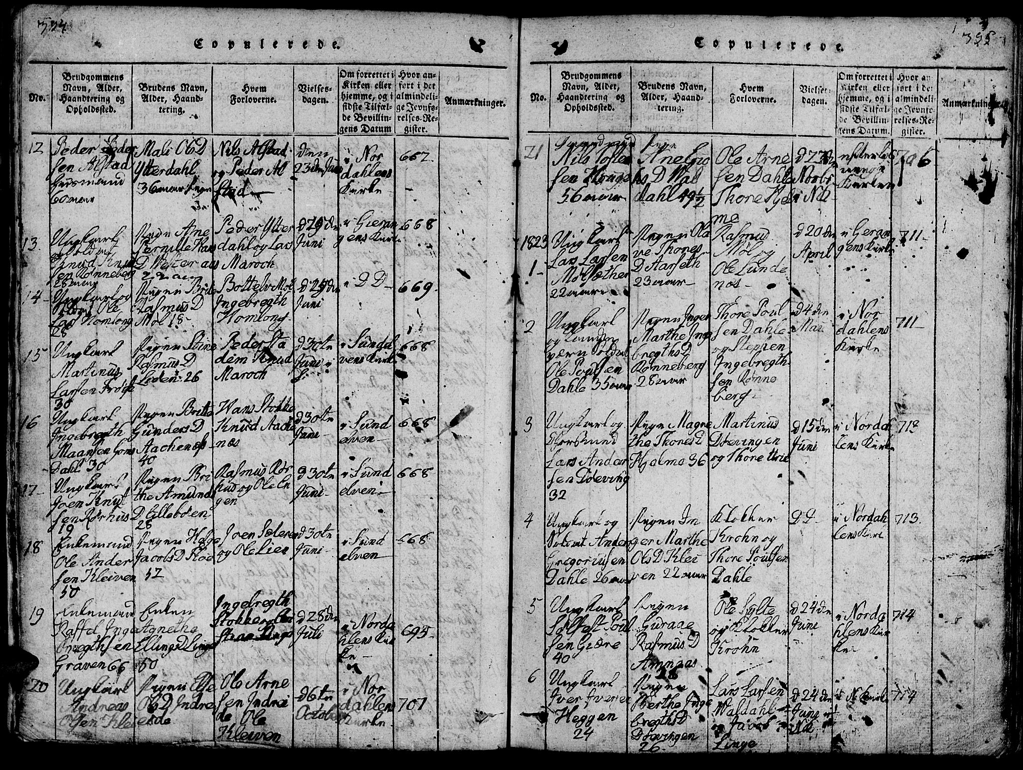 Ministerialprotokoller, klokkerbøker og fødselsregistre - Møre og Romsdal, AV/SAT-A-1454/519/L0260: Parish register (copy) no. 519C01, 1817-1829, p. 394-395