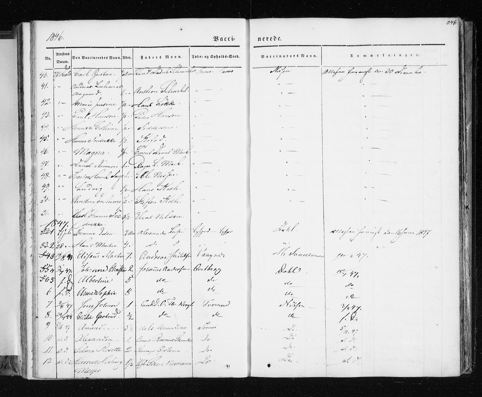 Tromsø sokneprestkontor/stiftsprosti/domprosti, AV/SATØ-S-1343/G/Ga/L0009kirke: Parish register (official) no. 9, 1837-1847, p. 346