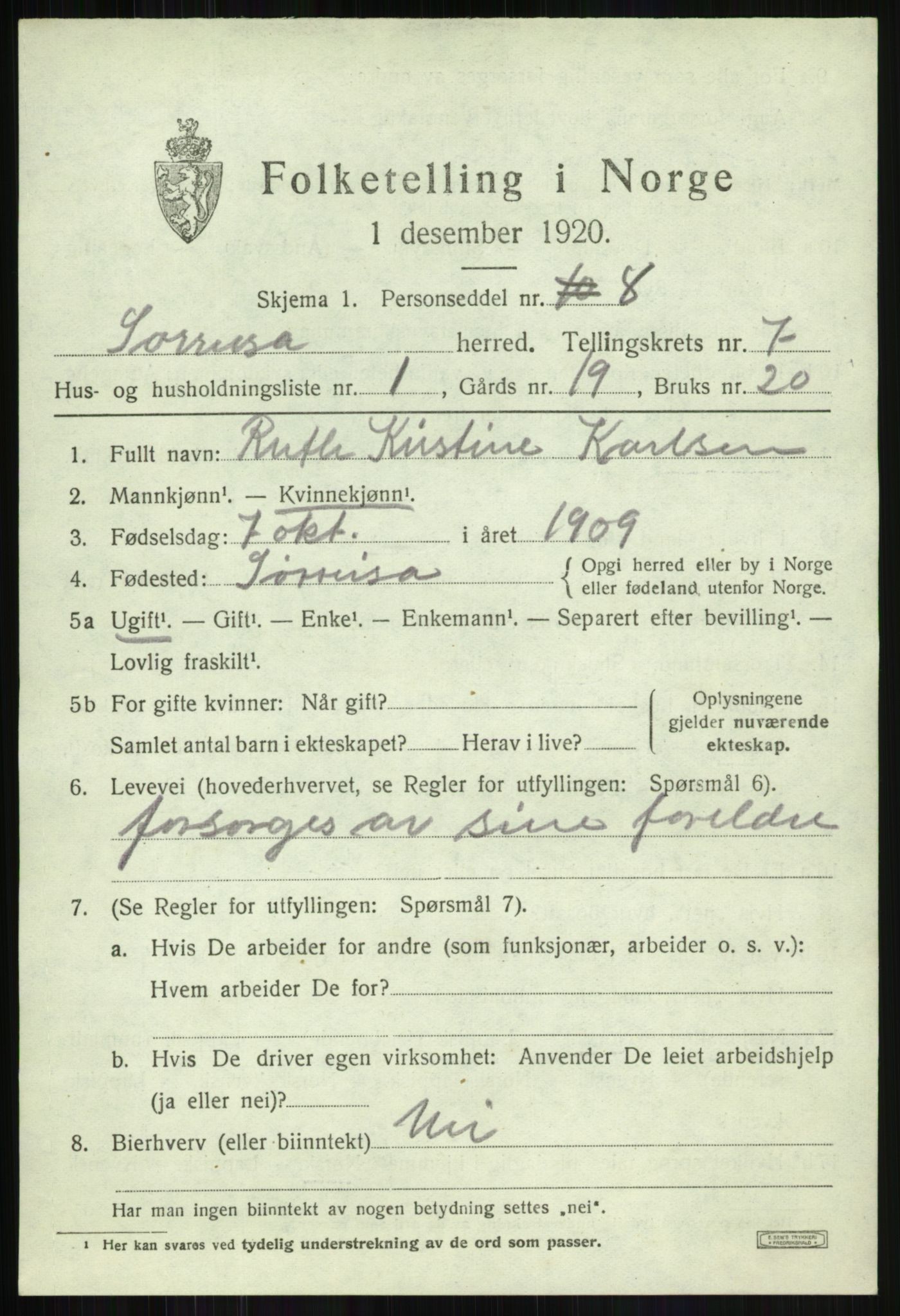 SATØ, 1920 census for Sørreisa, 1920, p. 3357