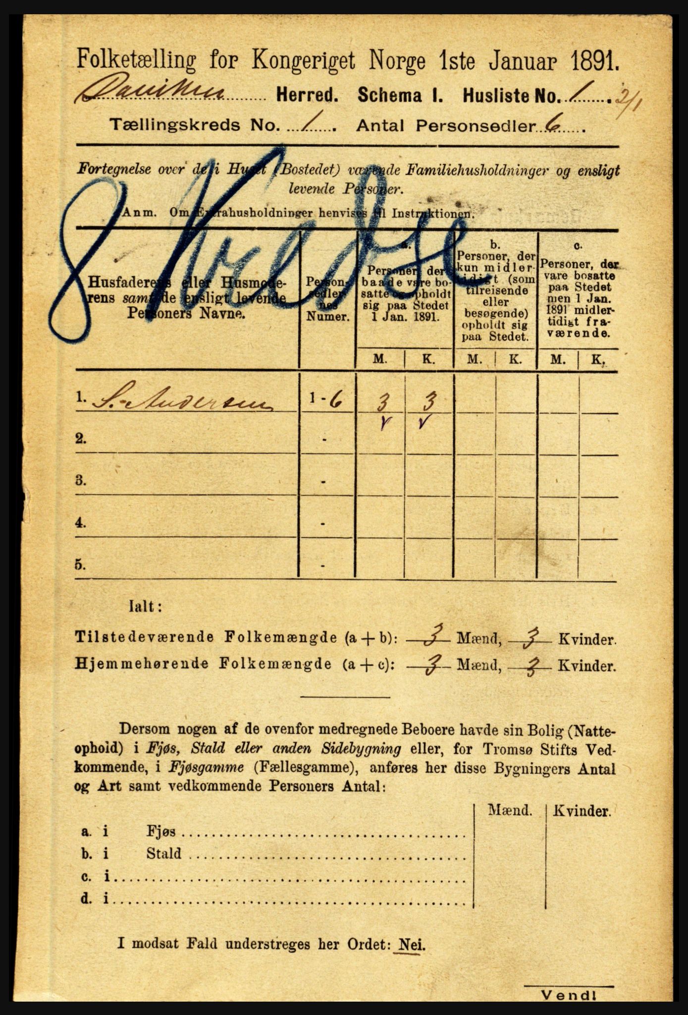 RA, 1891 census for 1442 Davik, 1891, p. 26