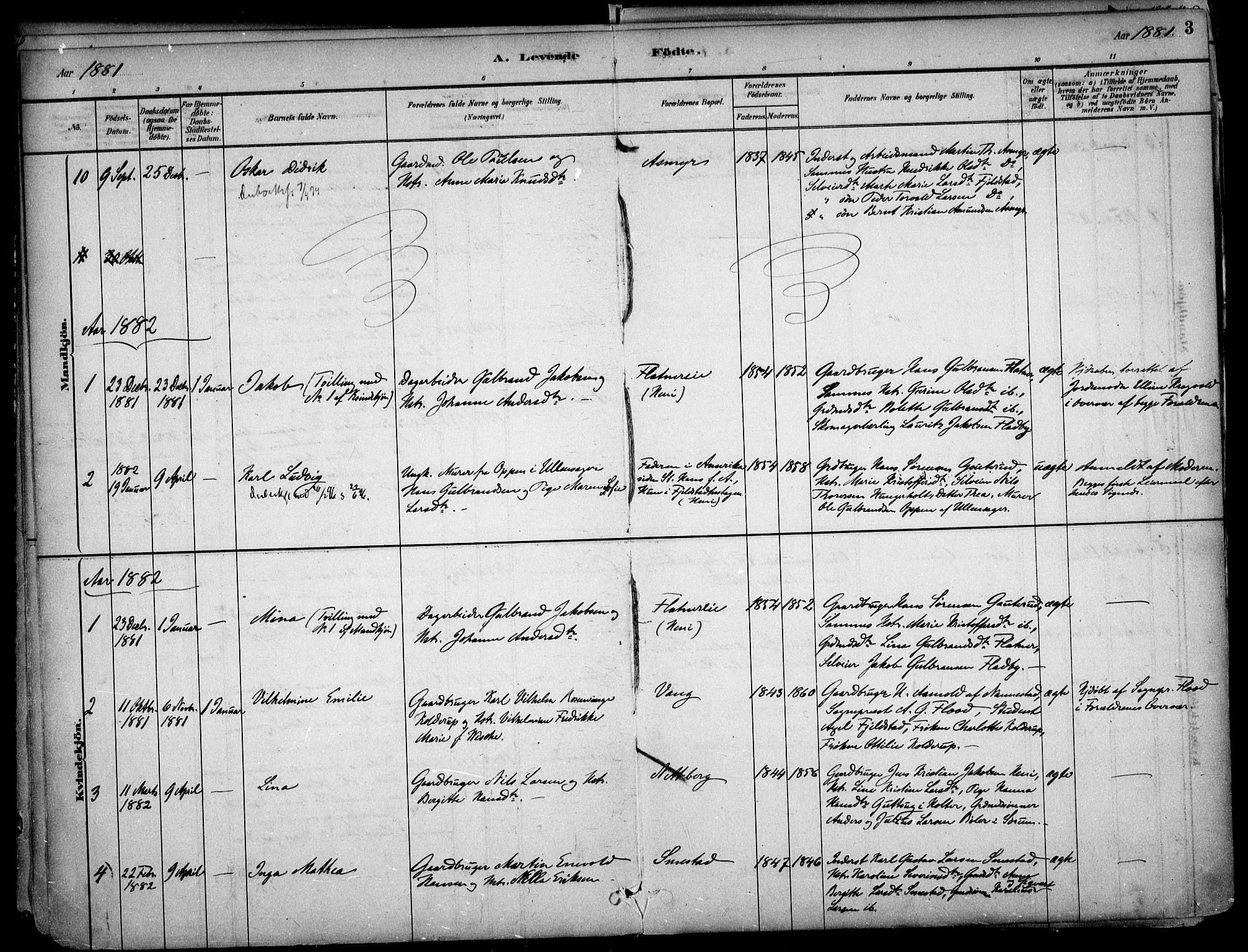 Gjerdrum prestekontor Kirkebøker, SAO/A-10412b/F/Fa/L0009: Parish register (official) no. I 9, 1881-1916, p. 3