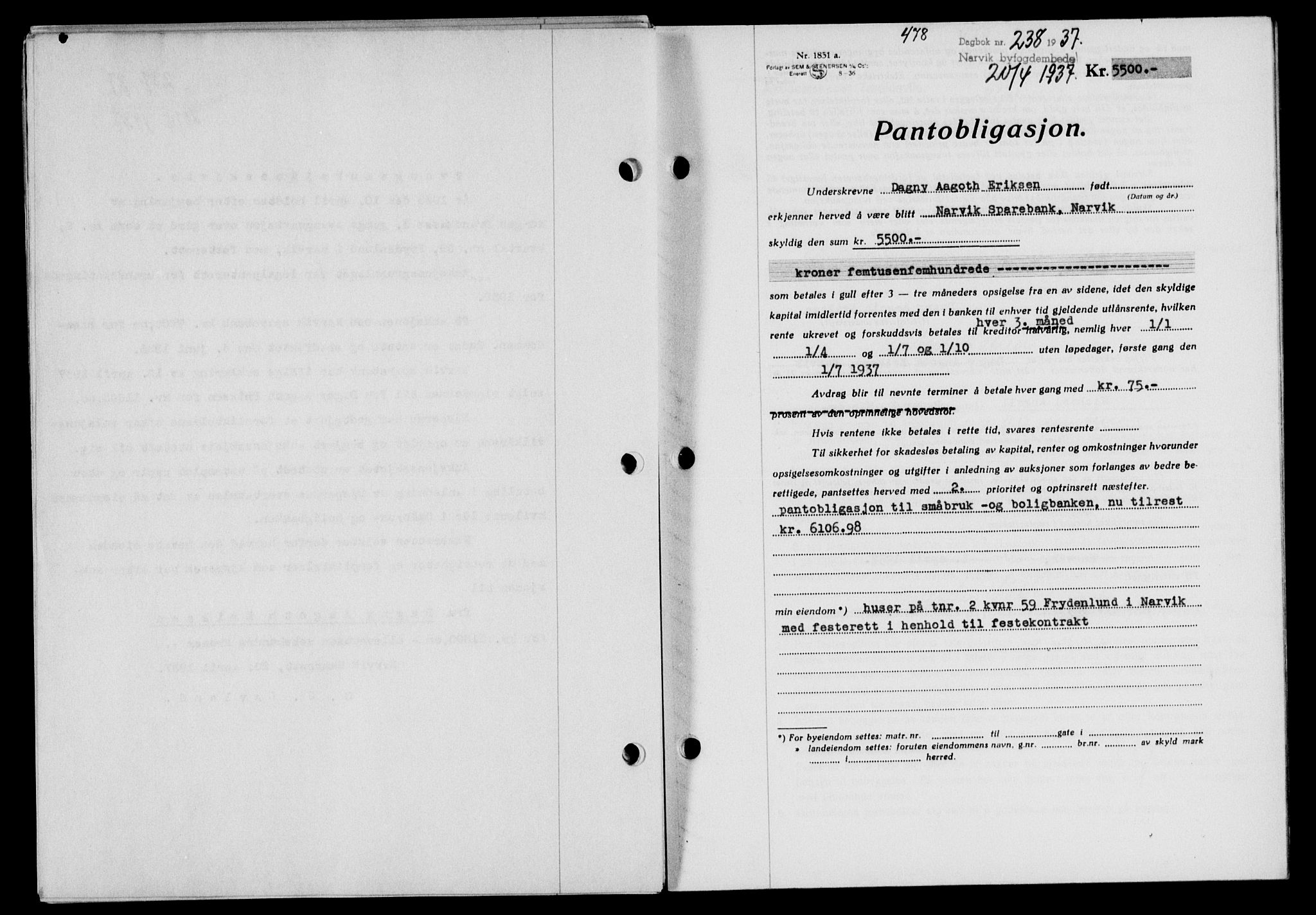 Narvik sorenskriveri, SAT/A-0002/1/2/2C/2Ca/L0011: Mortgage book no. 14, 1935-1937, Deed date: 20.04.1937