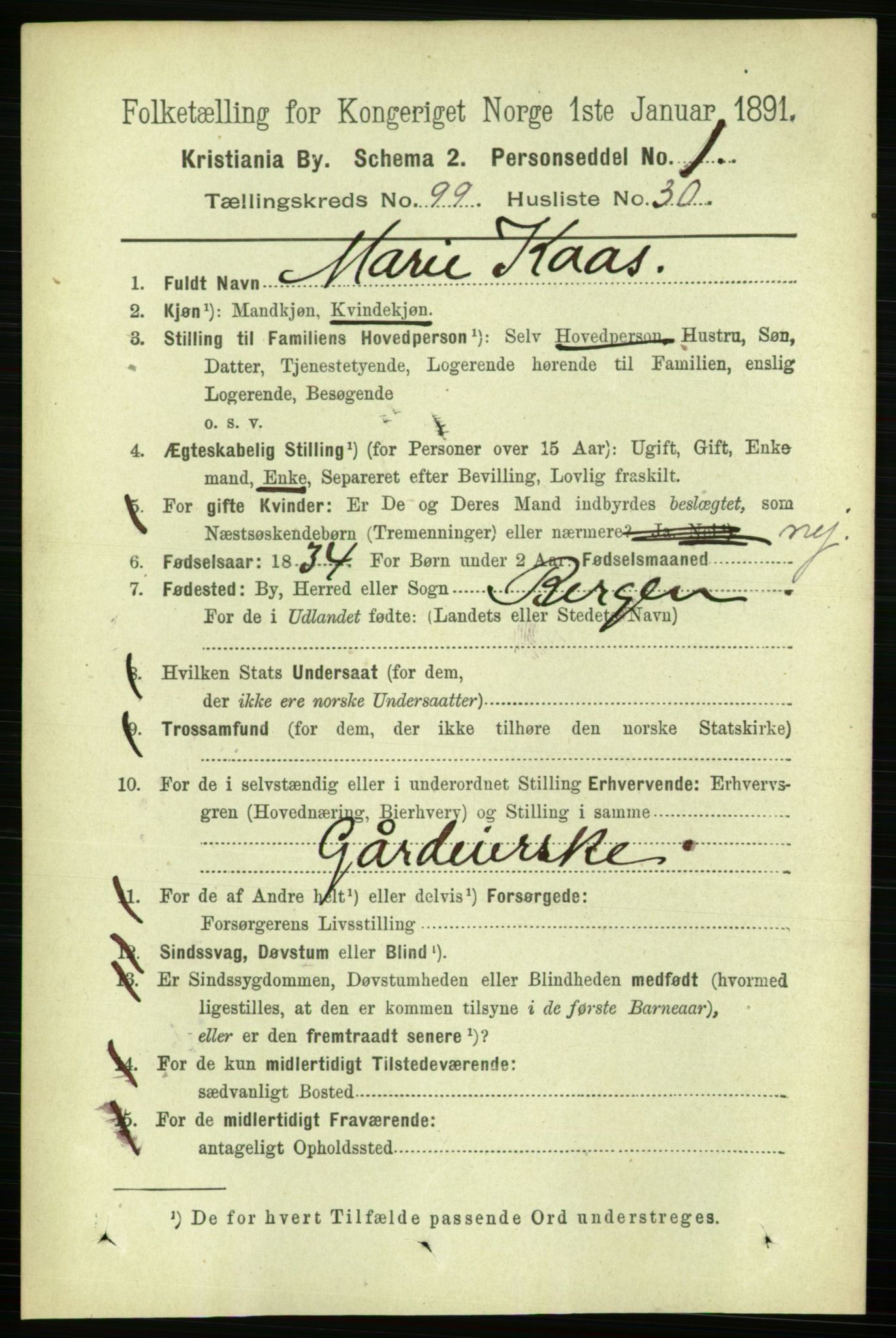 RA, 1891 census for 0301 Kristiania, 1891, p. 49095