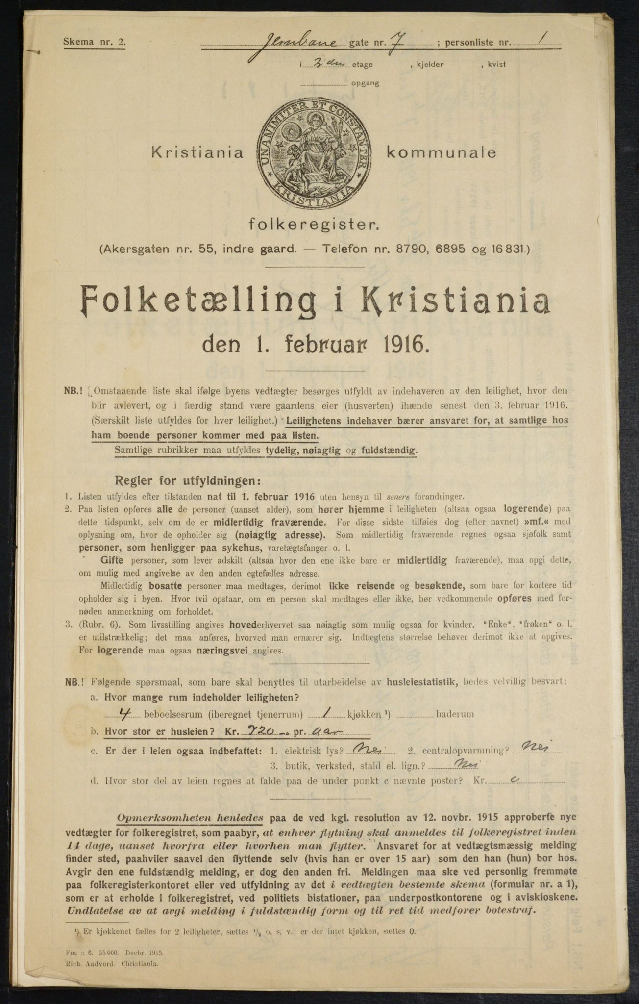 OBA, Municipal Census 1916 for Kristiania, 1916, p. 47897