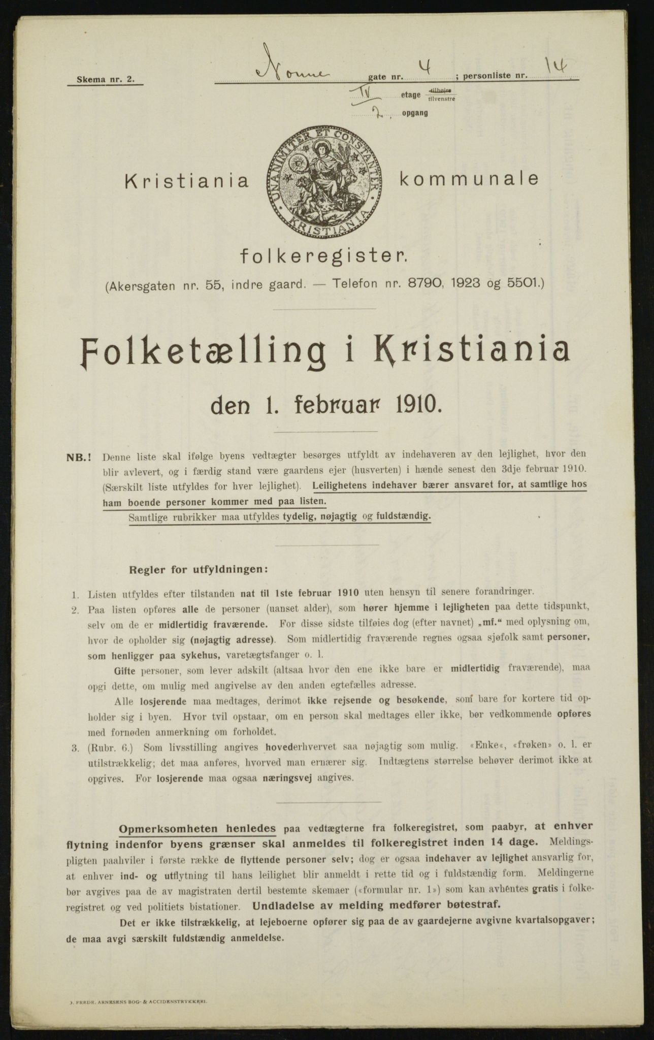 OBA, Municipal Census 1910 for Kristiania, 1910, p. 68909