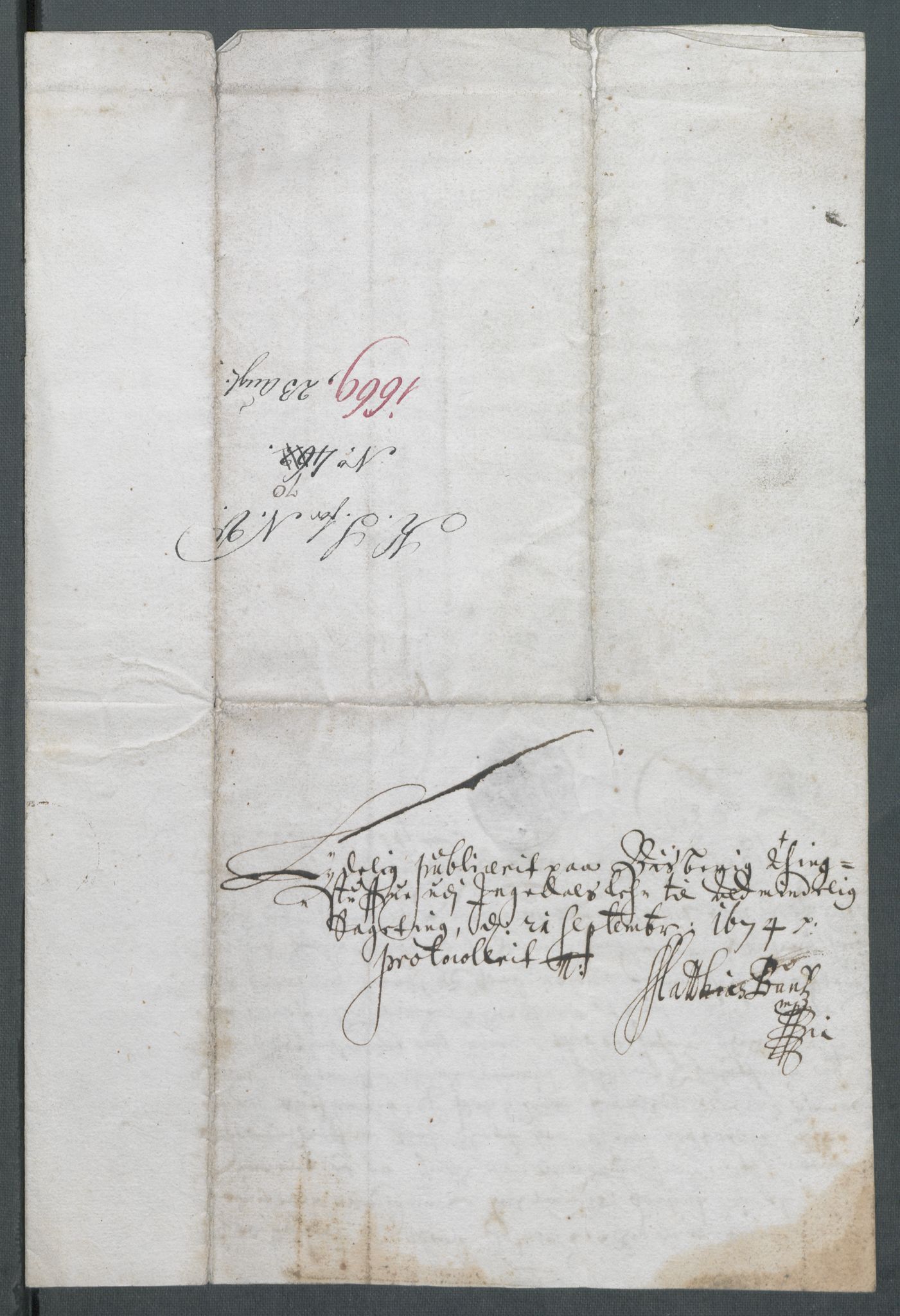 Riksarkivets diplomsamling, AV/RA-EA-5965/F02/L0171: Dokumenter, 1667-1670, p. 166