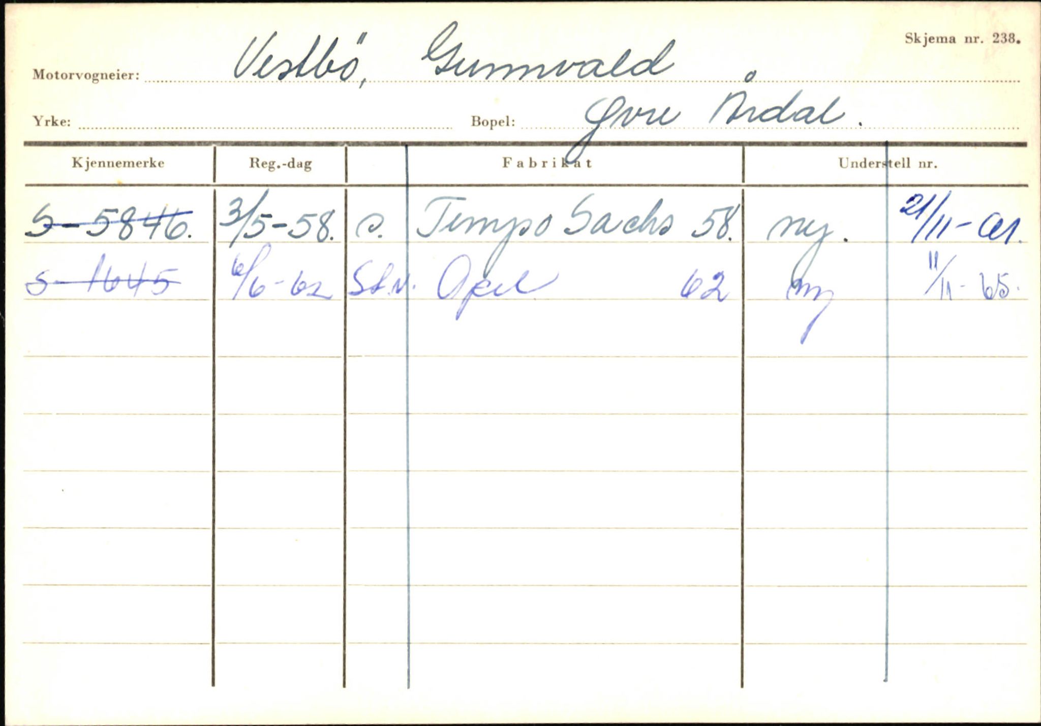 Statens vegvesen, Sogn og Fjordane vegkontor, AV/SAB-A-5301/4/F/L0146: Registerkort Årdal R-Å samt diverse kort, 1945-1975, p. 1172