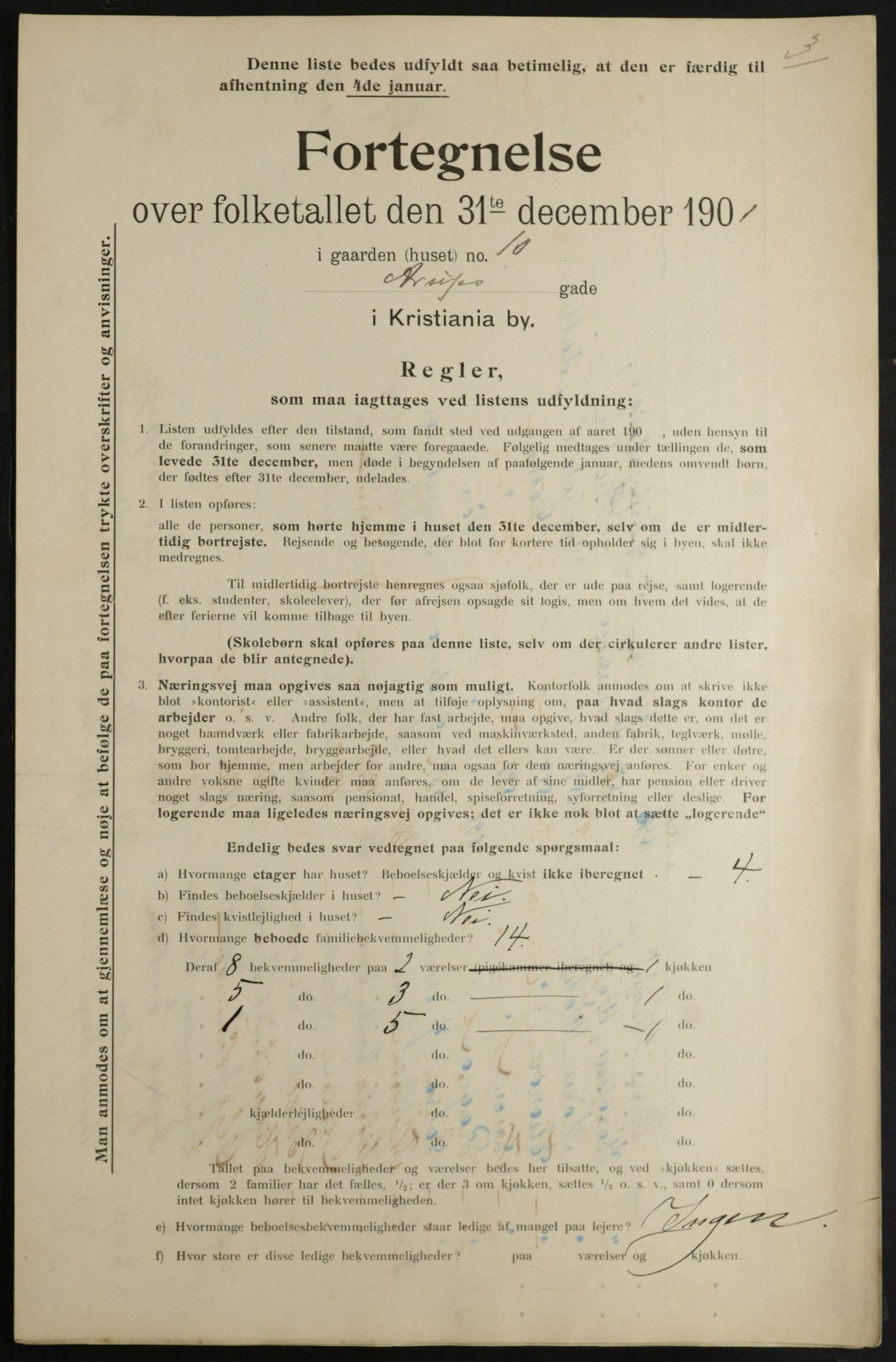 OBA, Municipal Census 1901 for Kristiania, 1901, p. 434