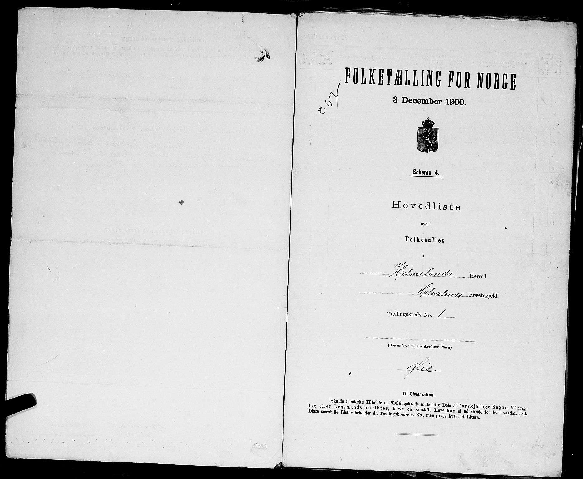 SAST, 1900 census for Hjelmeland, 1900, p. 19