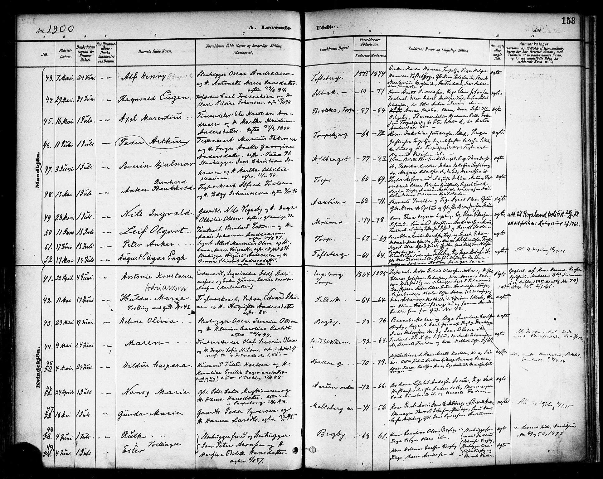 Borge prestekontor Kirkebøker, SAO/A-10903/F/Fa/L0008: Parish register (official) no. I 8A, 1887-1902, p. 153