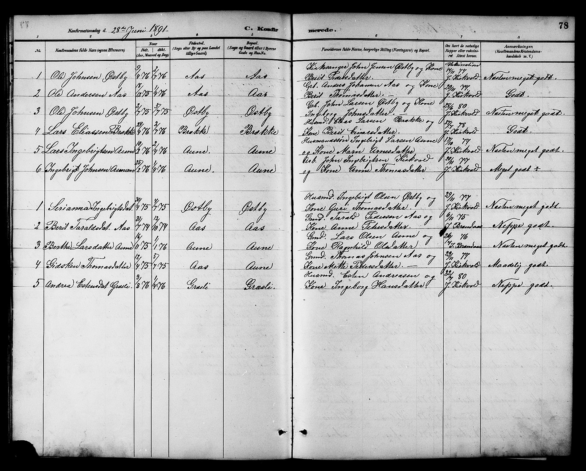 Ministerialprotokoller, klokkerbøker og fødselsregistre - Sør-Trøndelag, SAT/A-1456/698/L1167: Parish register (copy) no. 698C04, 1888-1907, p. 78