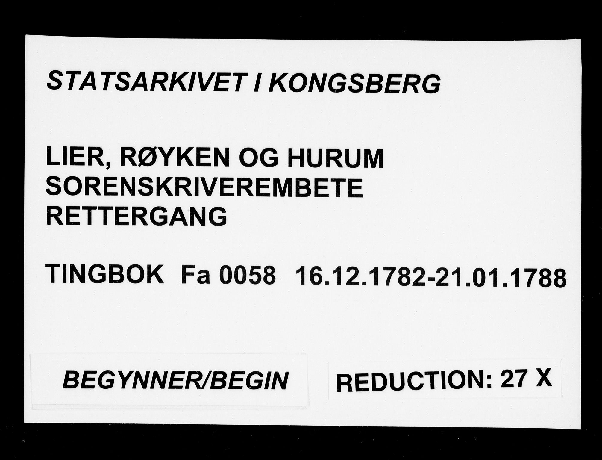 Lier, Røyken og Hurum sorenskriveri, SAKO/A-89/F/Fa/L0058: Tingbok, 1782-1788